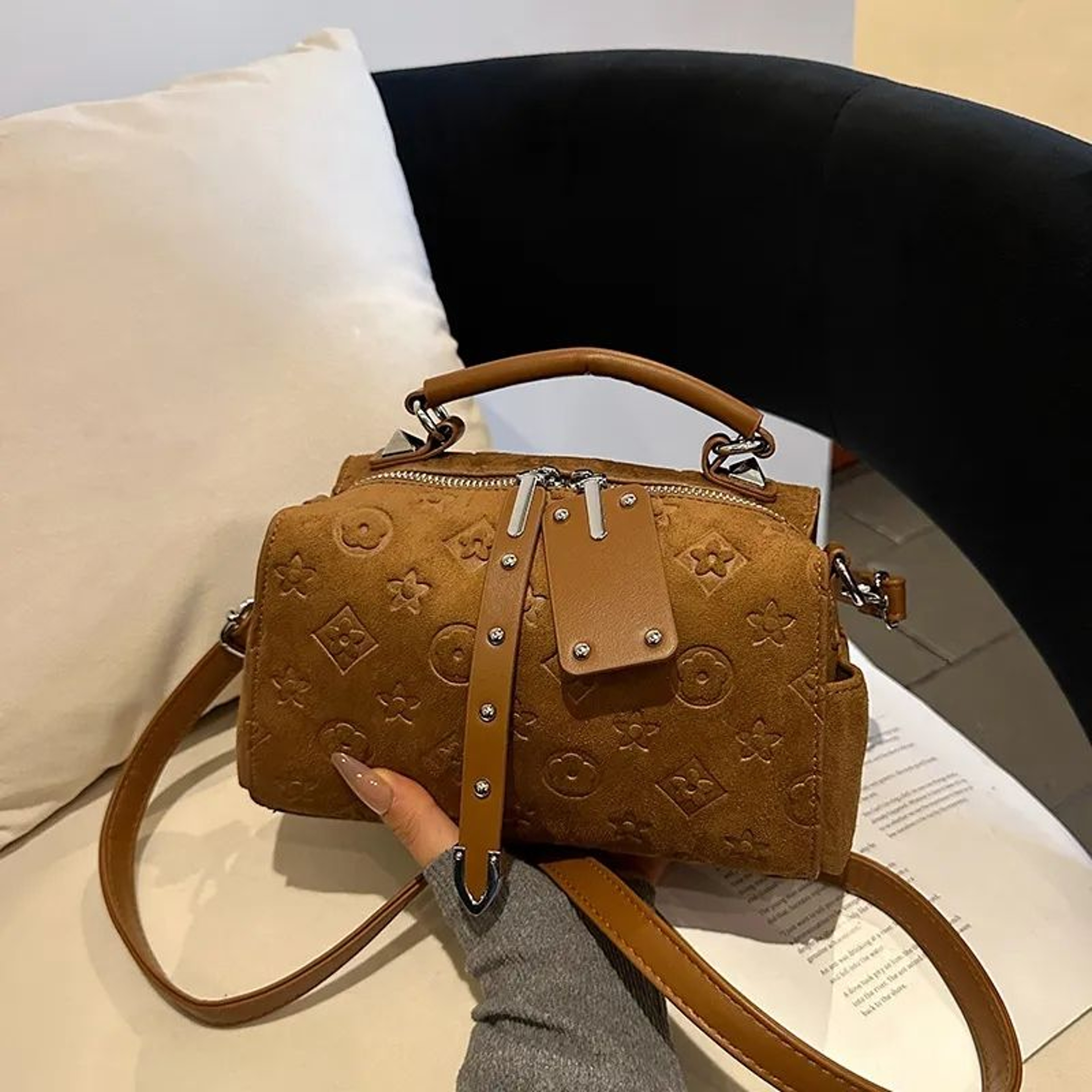 Women Crossbody Pillow Bag With Frosted Finish And Boston Handbag Style 2