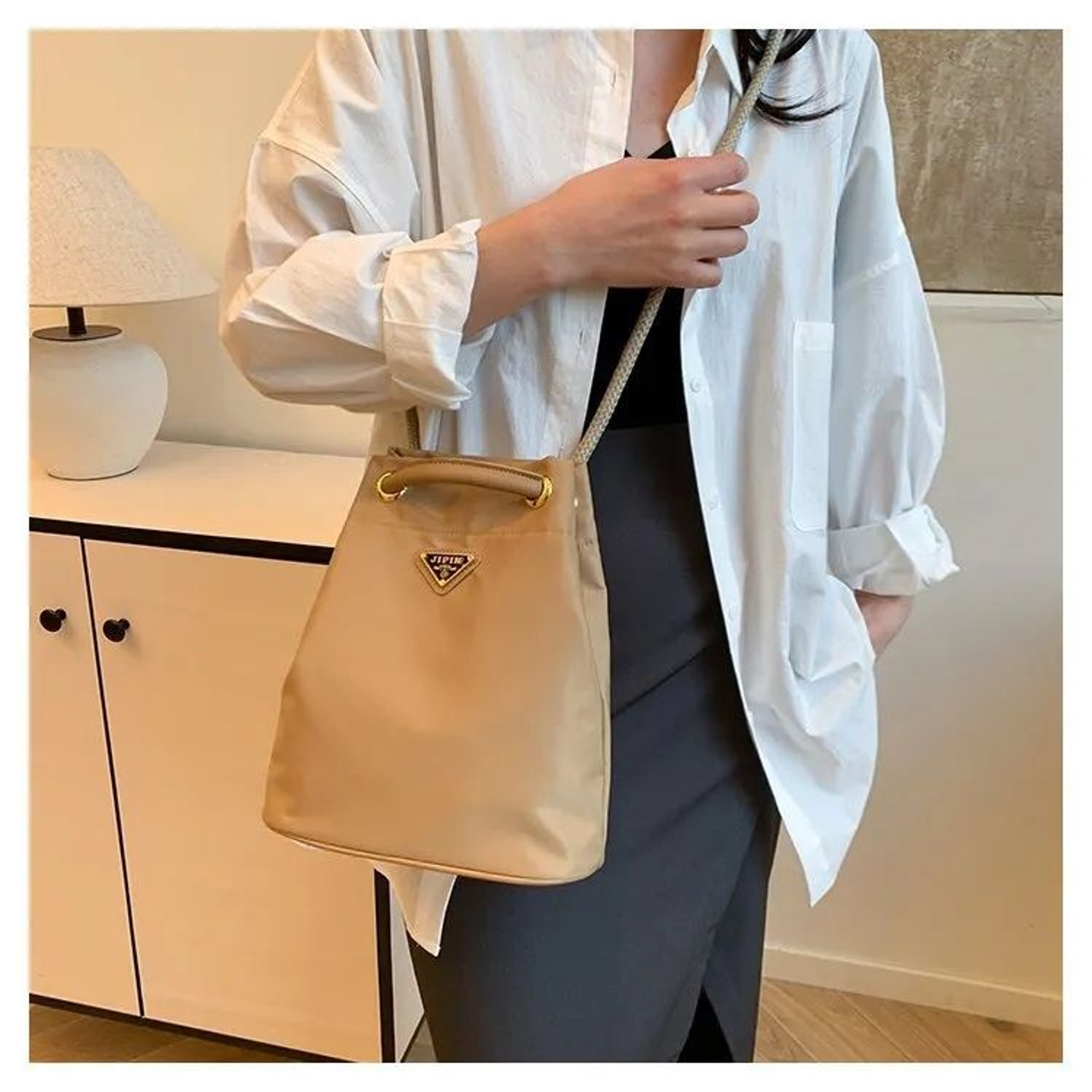 Lightweight Nylon Bucket Shoulder Bag Casual Crossbody Handbag 1