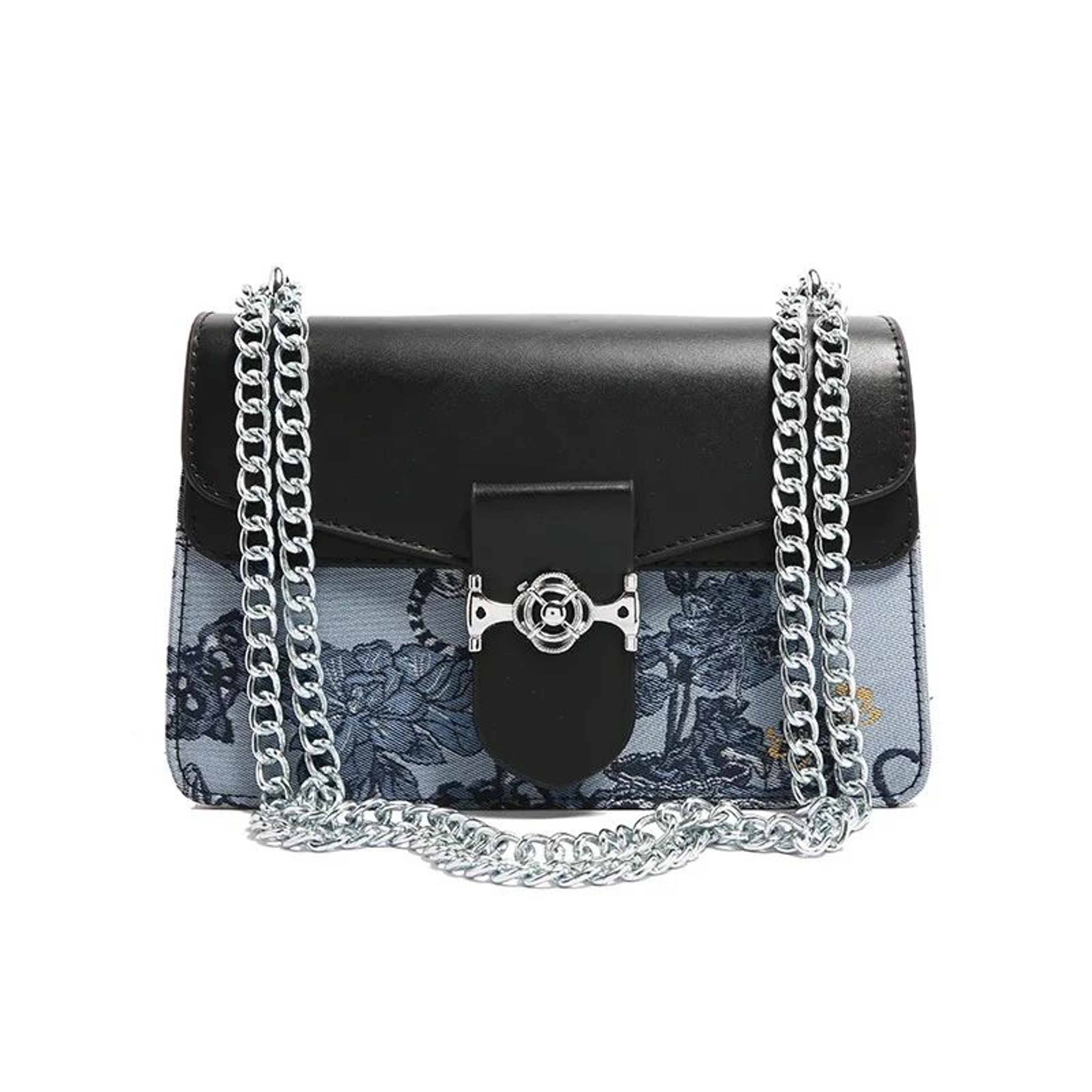 Women Printed PU Leather Chain Shoulder Crossbody Box Bag 3