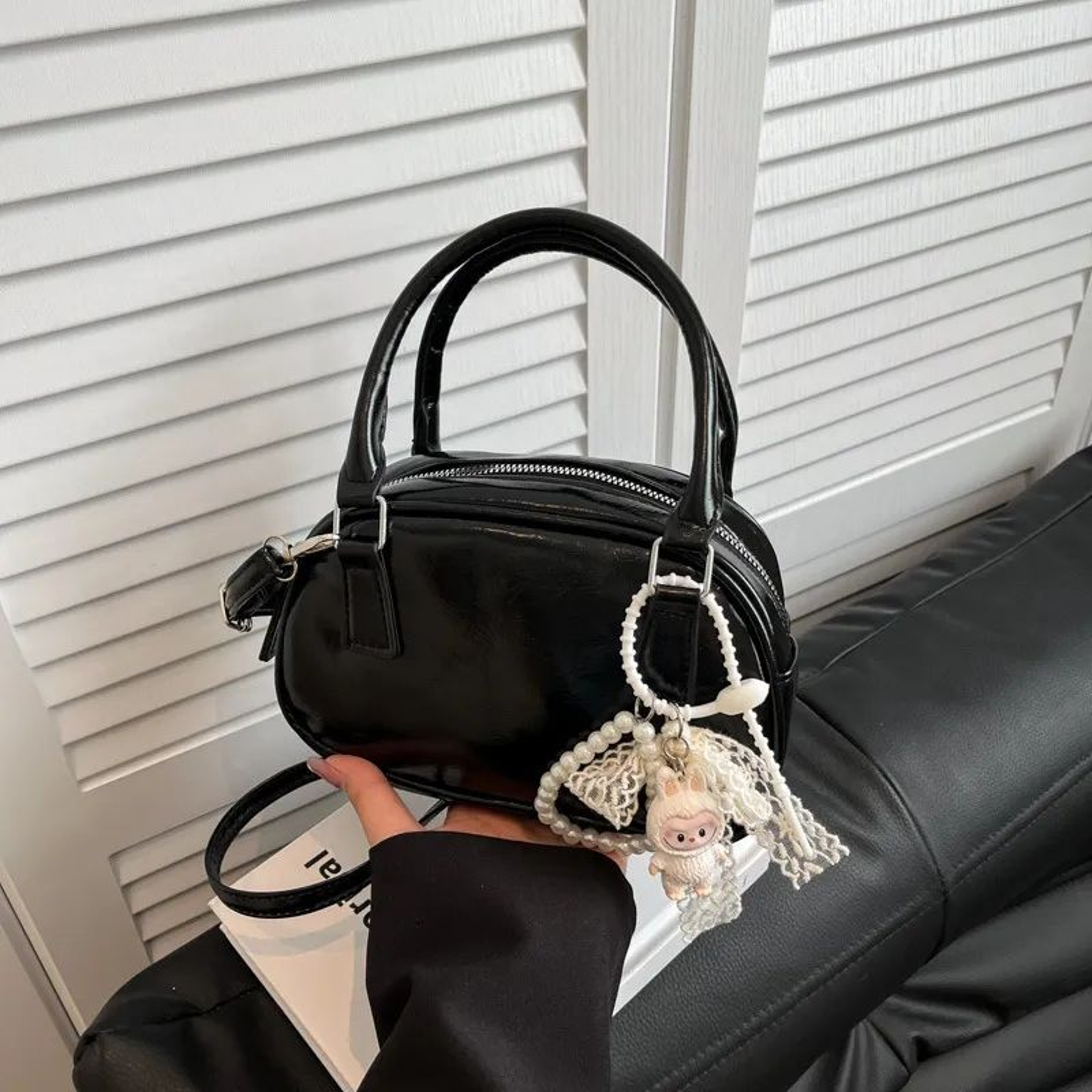 Vegan Leather Crossbody Bag With Adjustable Strap And Zip Closure 1