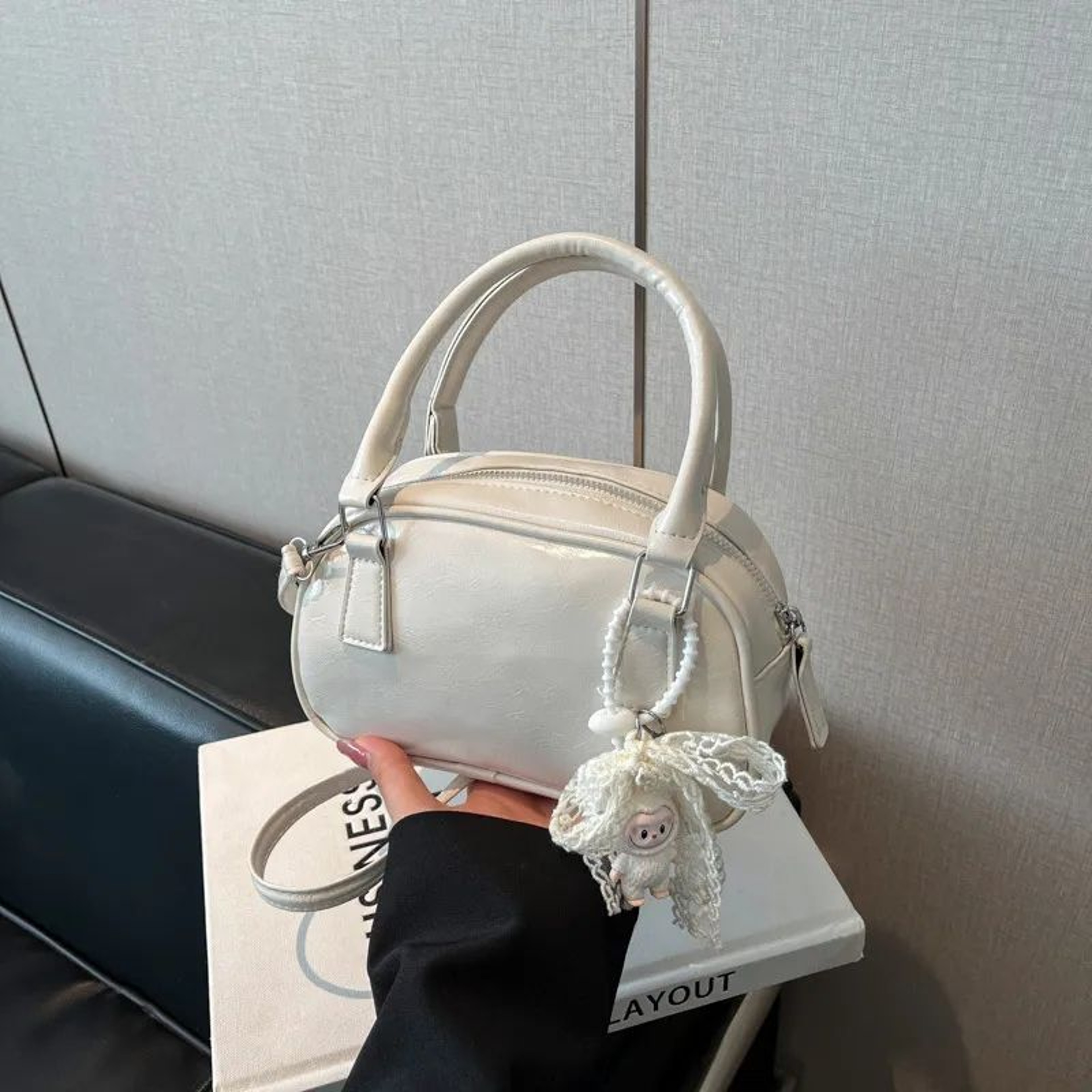 Vegan Leather Crossbody Bag With Adjustable Strap And Zip Closure 2