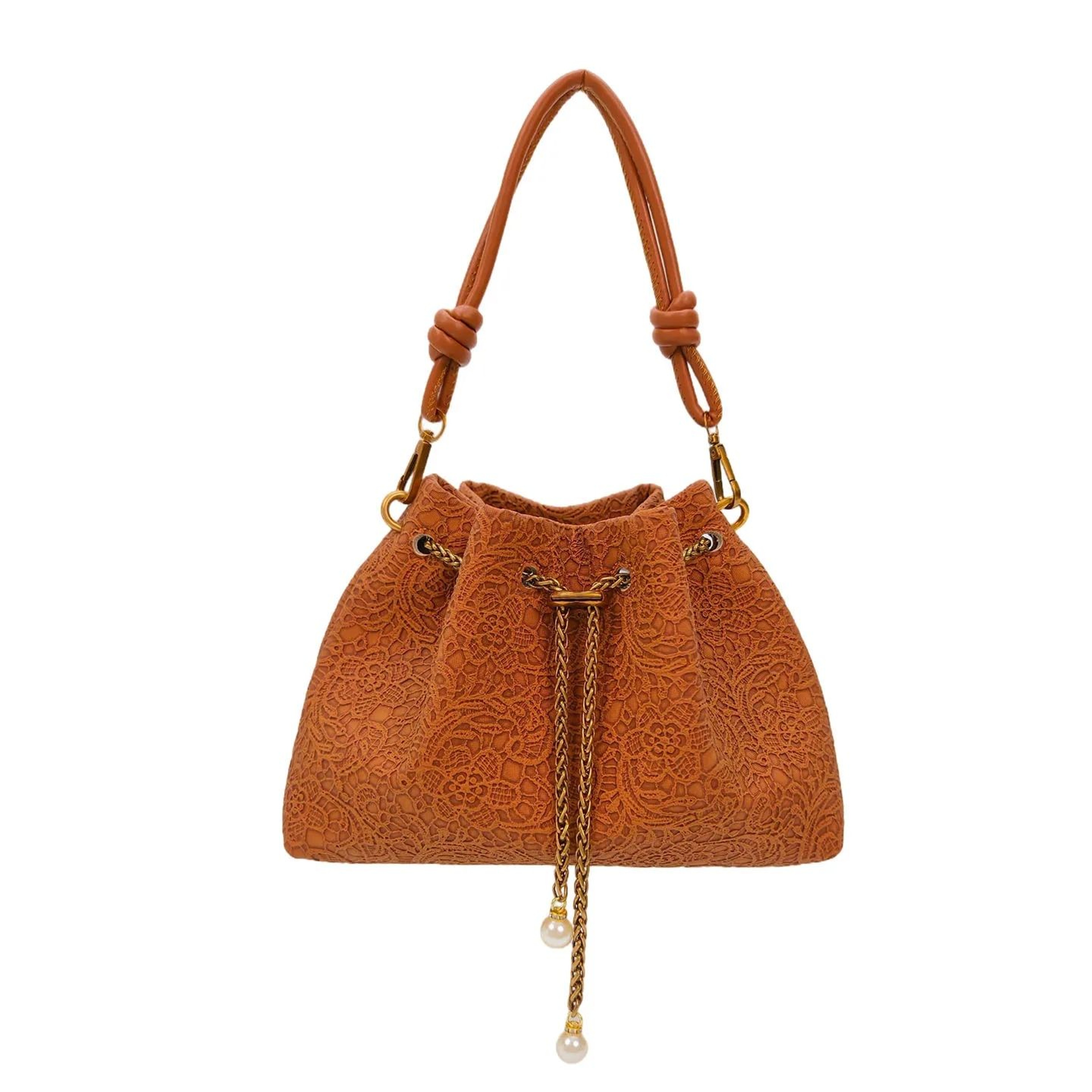 Chain Bucket Shoulder Bag With Drawstring Closure And Crossbody Style 2