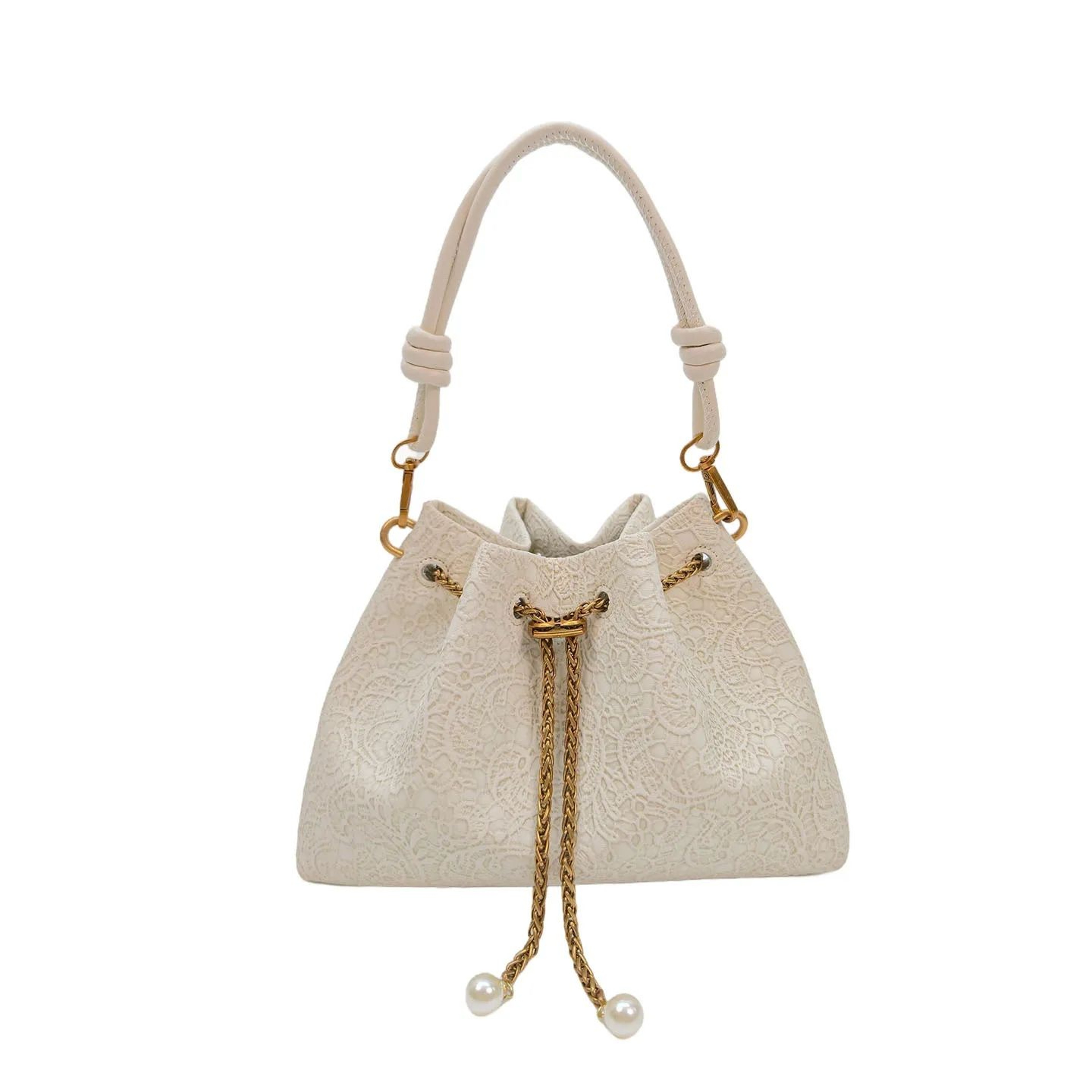 Chain Bucket Shoulder Bag With Drawstring Closure And Crossbody Style 3