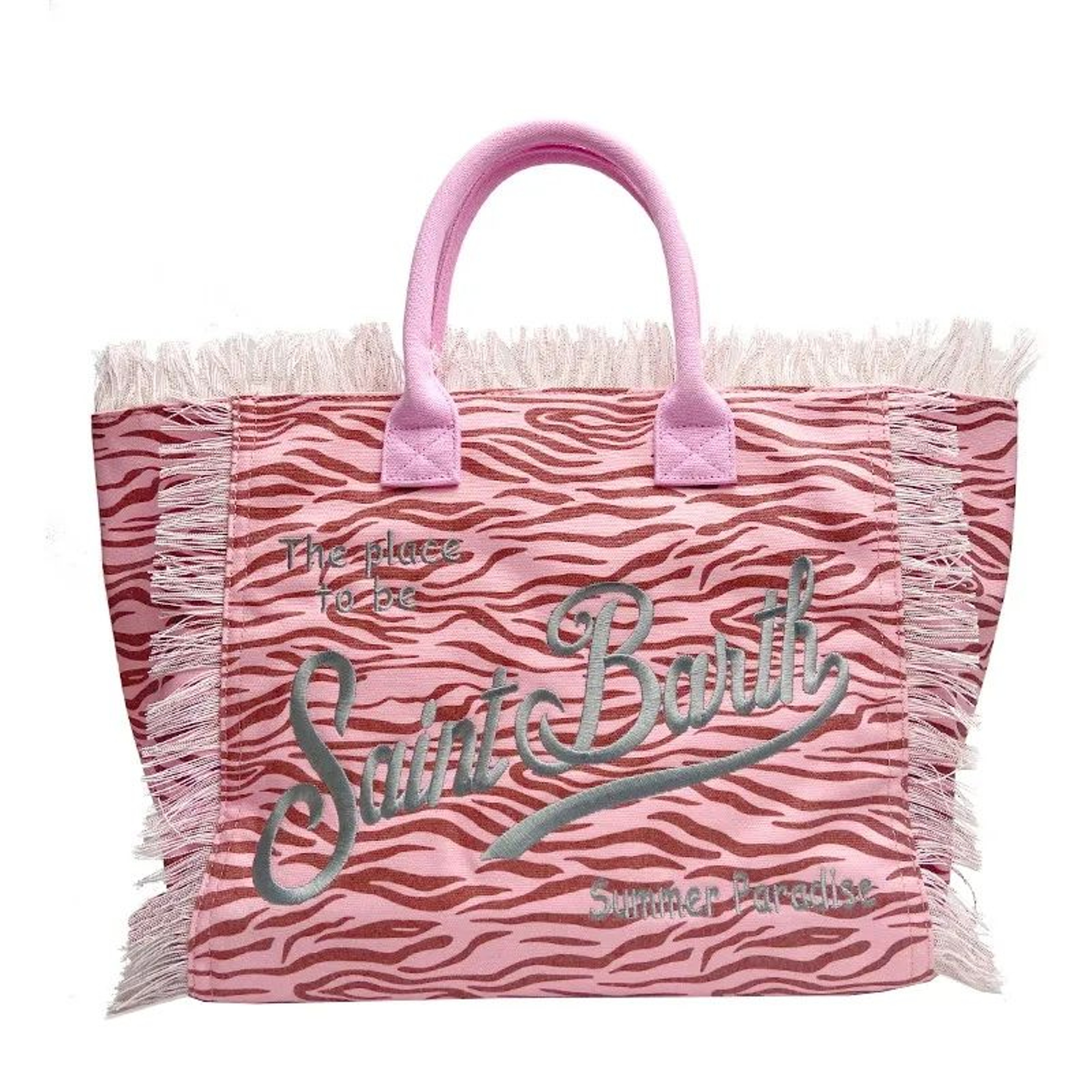 Large Capacity Canvas Denim Beach Tote Bag With Decorative Tassel 2