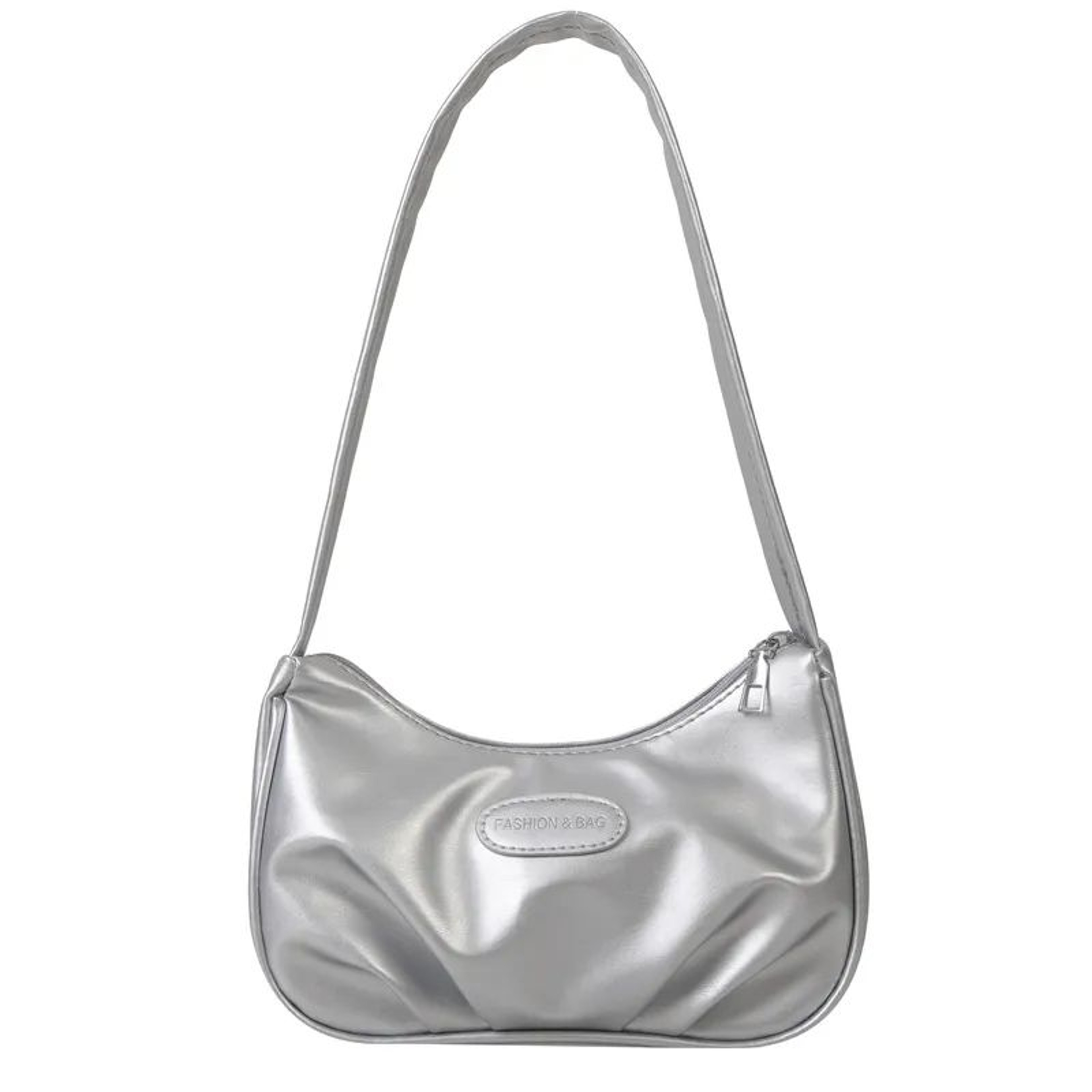 Womens Pleated Crescent Crossbody Bag With Textured Solid Color Design 4
