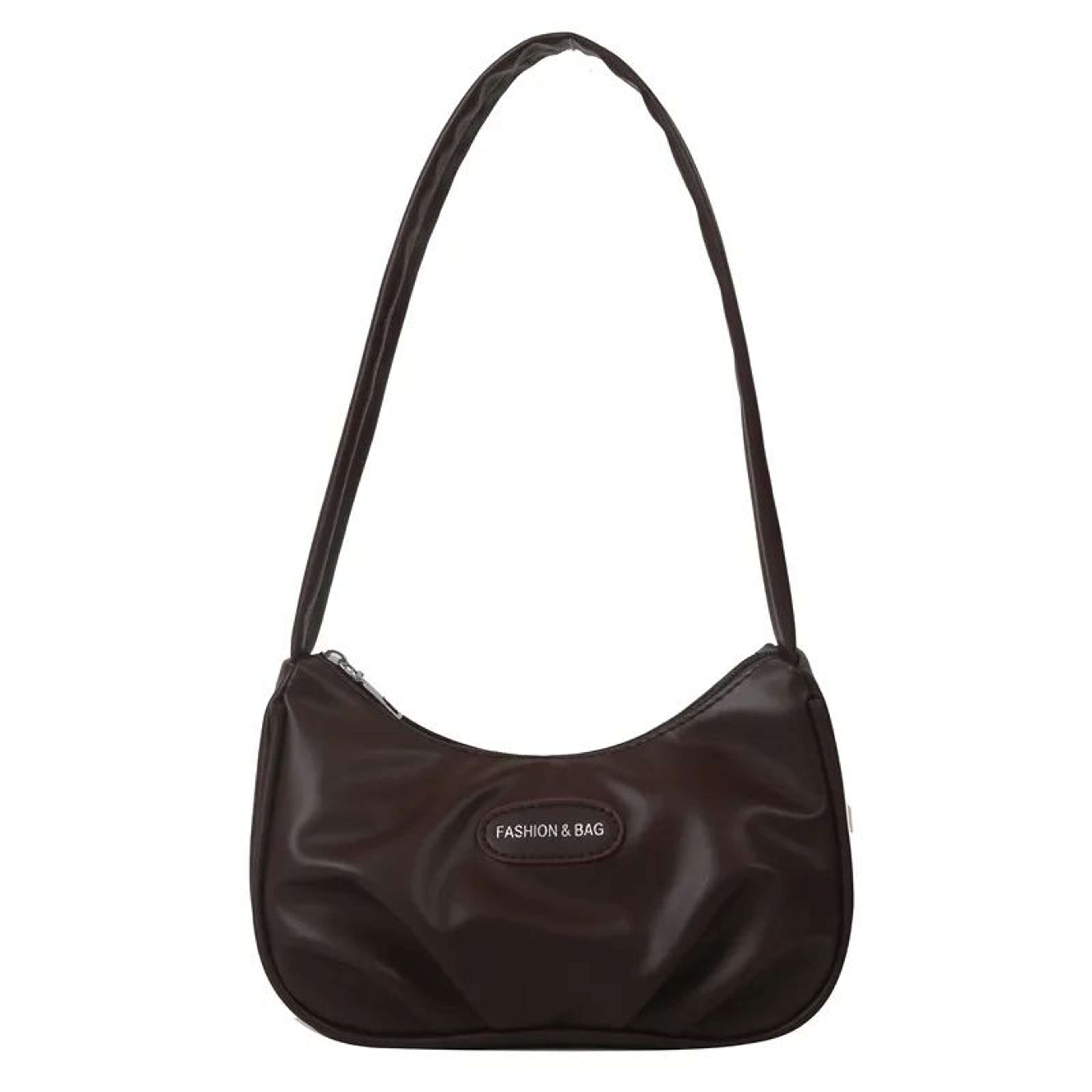 Womens Pleated Crescent Crossbody Bag With Textured Solid Color Design 1