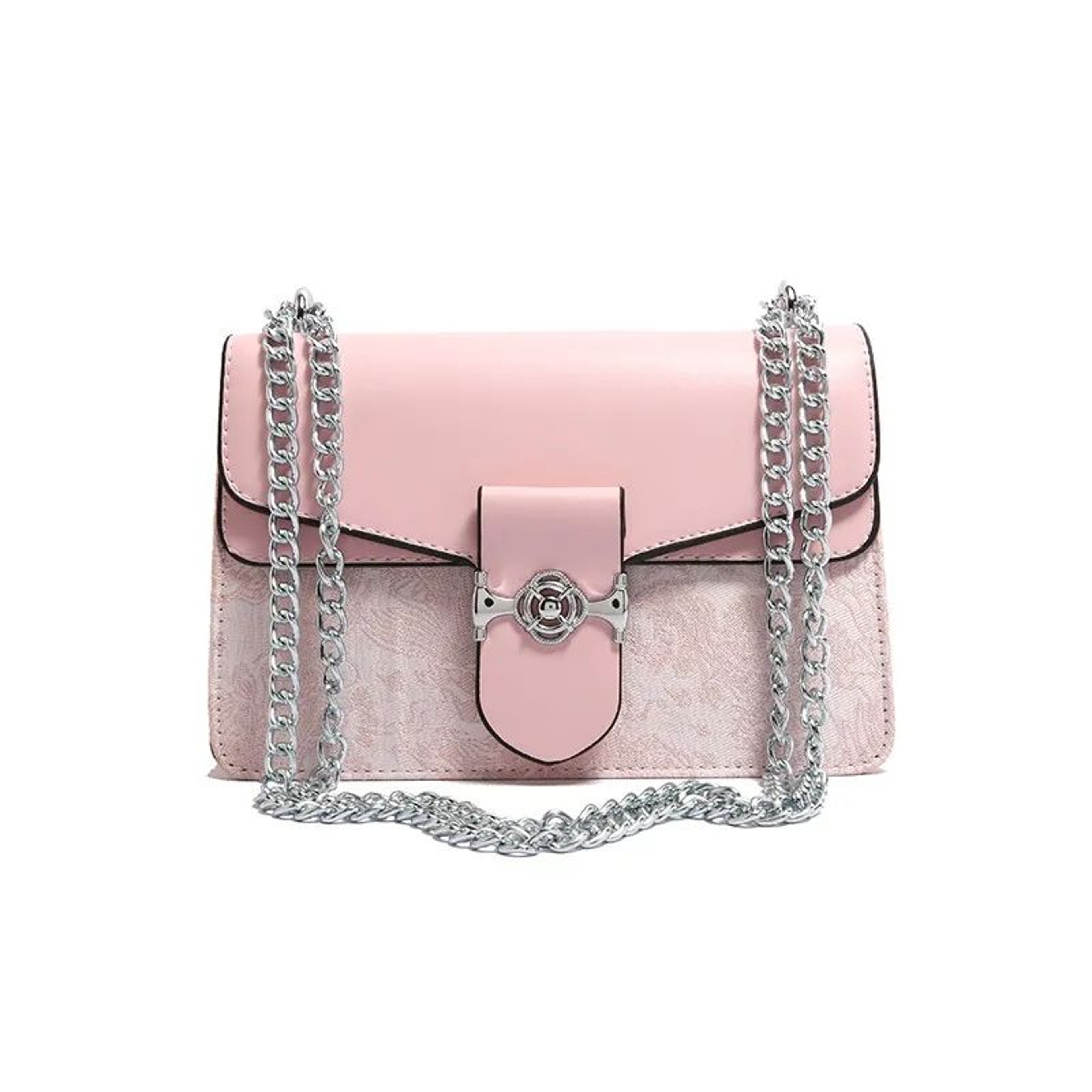 Womens Printed Square Crossbody Bag With Chain Shoulder Strap 2