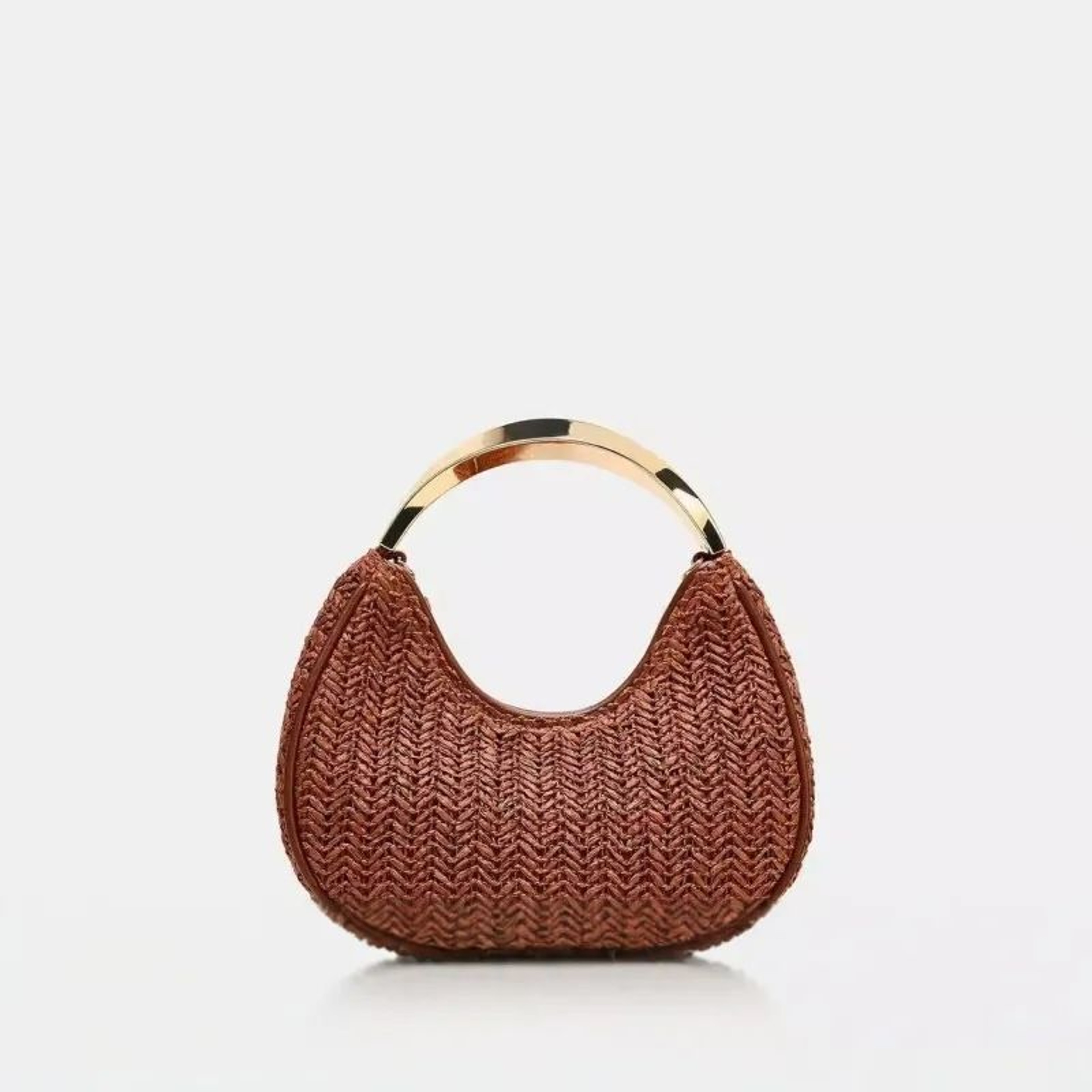 Womens Woven Crossbody Bag With Metal Handle And Chain Strap 1