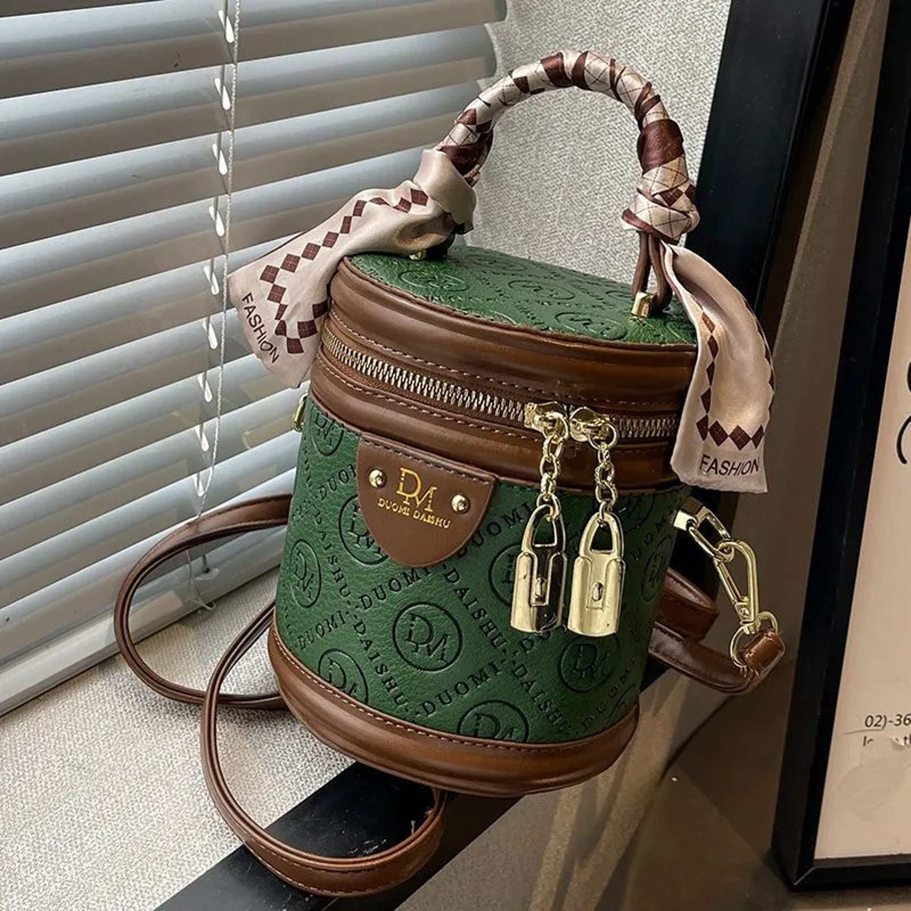 Womens Small Bucket Crossbody Bag With Handheld Design 2