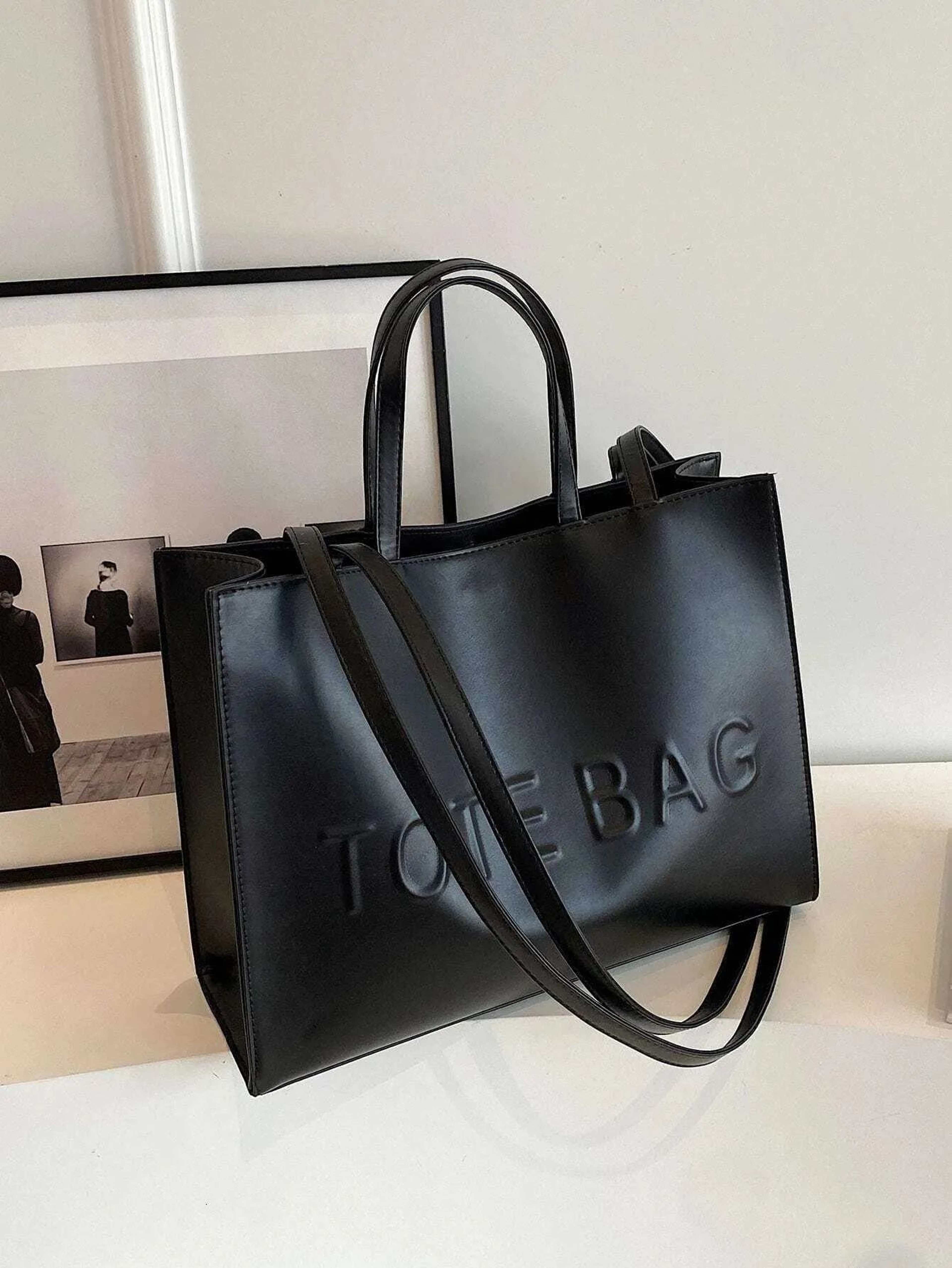 Large Capacity Tote Bag With Letter Print For Women Crossbody Shoulder Handbag 0