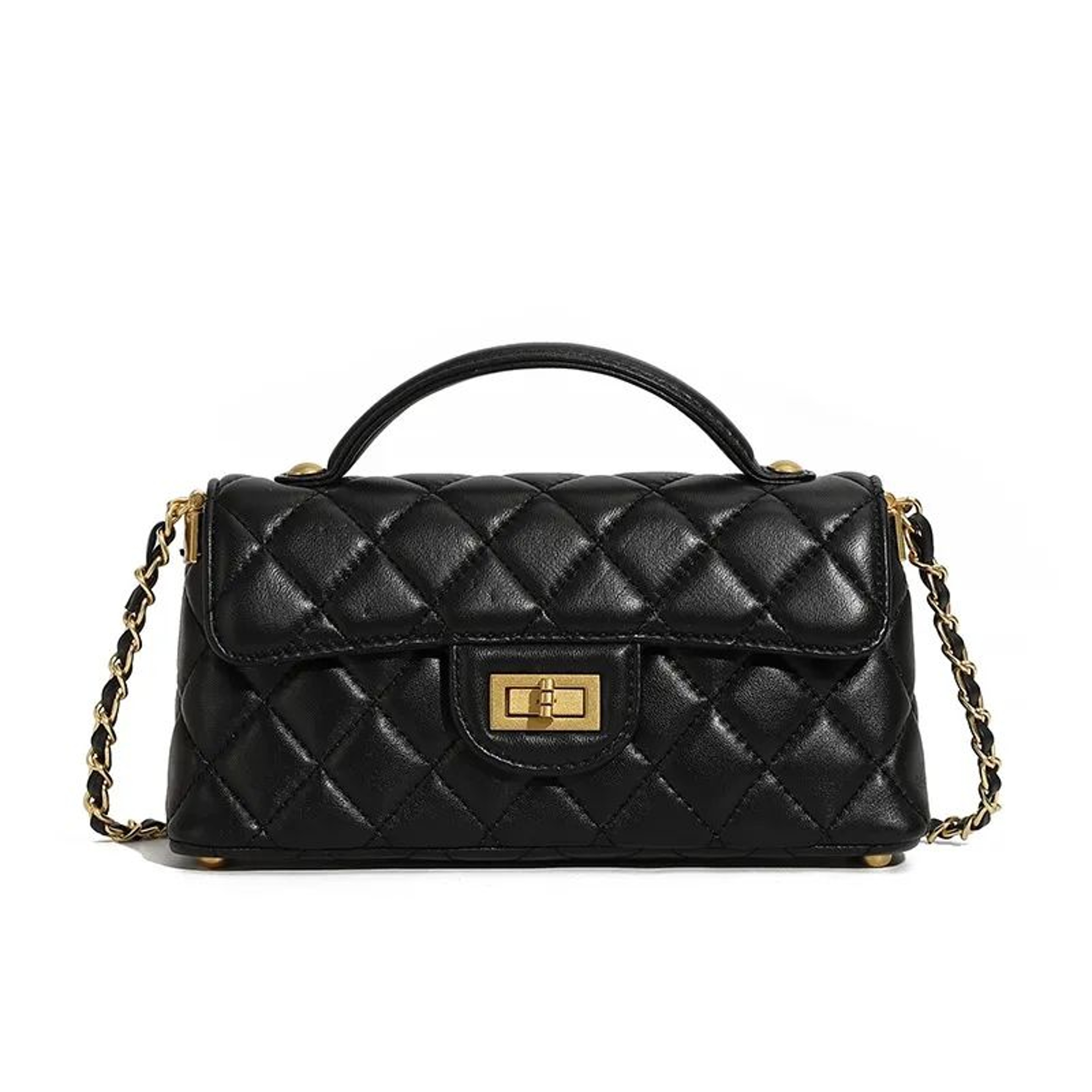 Womens Leather Diamond Grid Crossbody Bag With Chain Strap 2