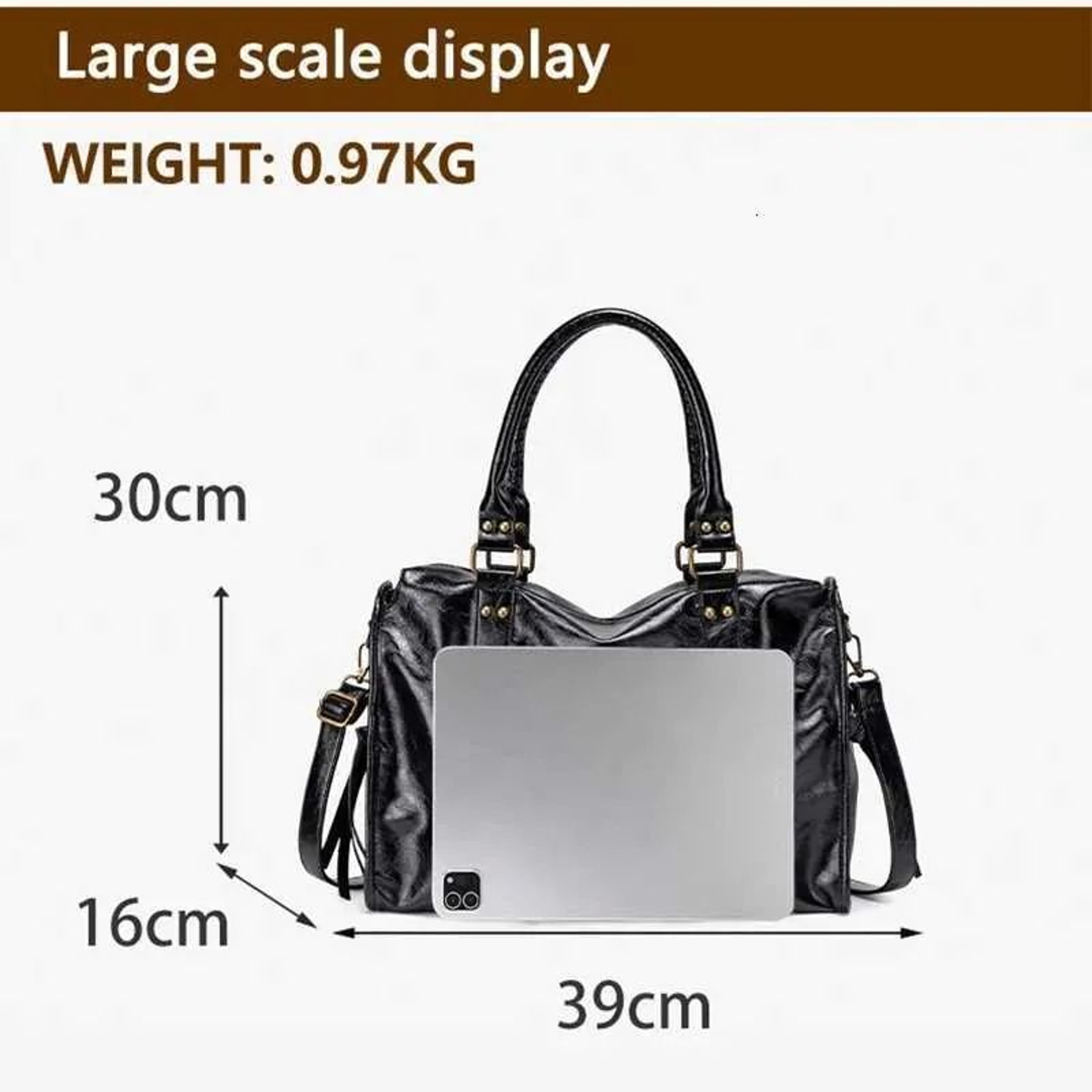 Retro Pink Washed Faux Leather Tote Shoulder Bag For Women 5