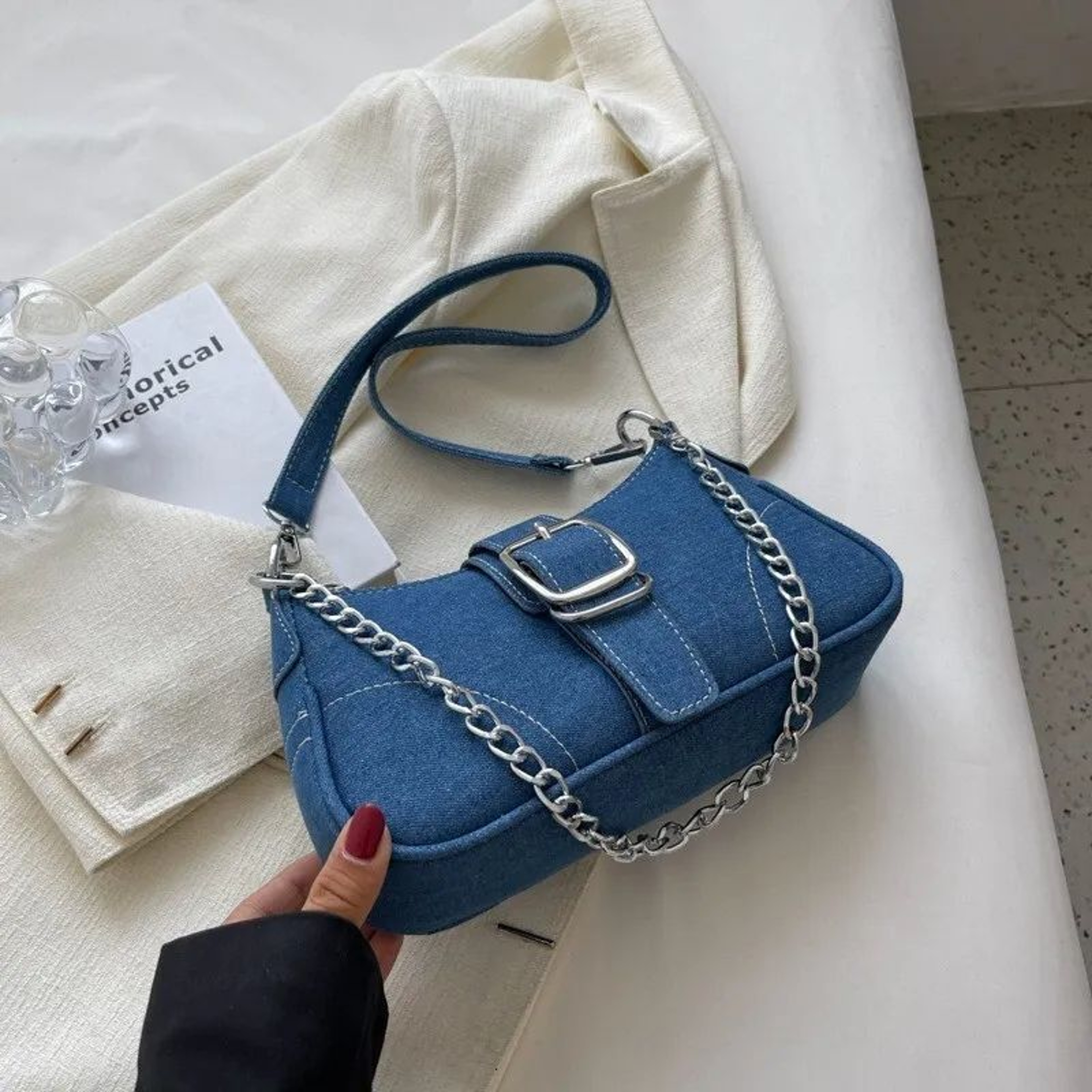 Women Canvas Crossbody Shoulder Bag With Chain Strap For Summer 1