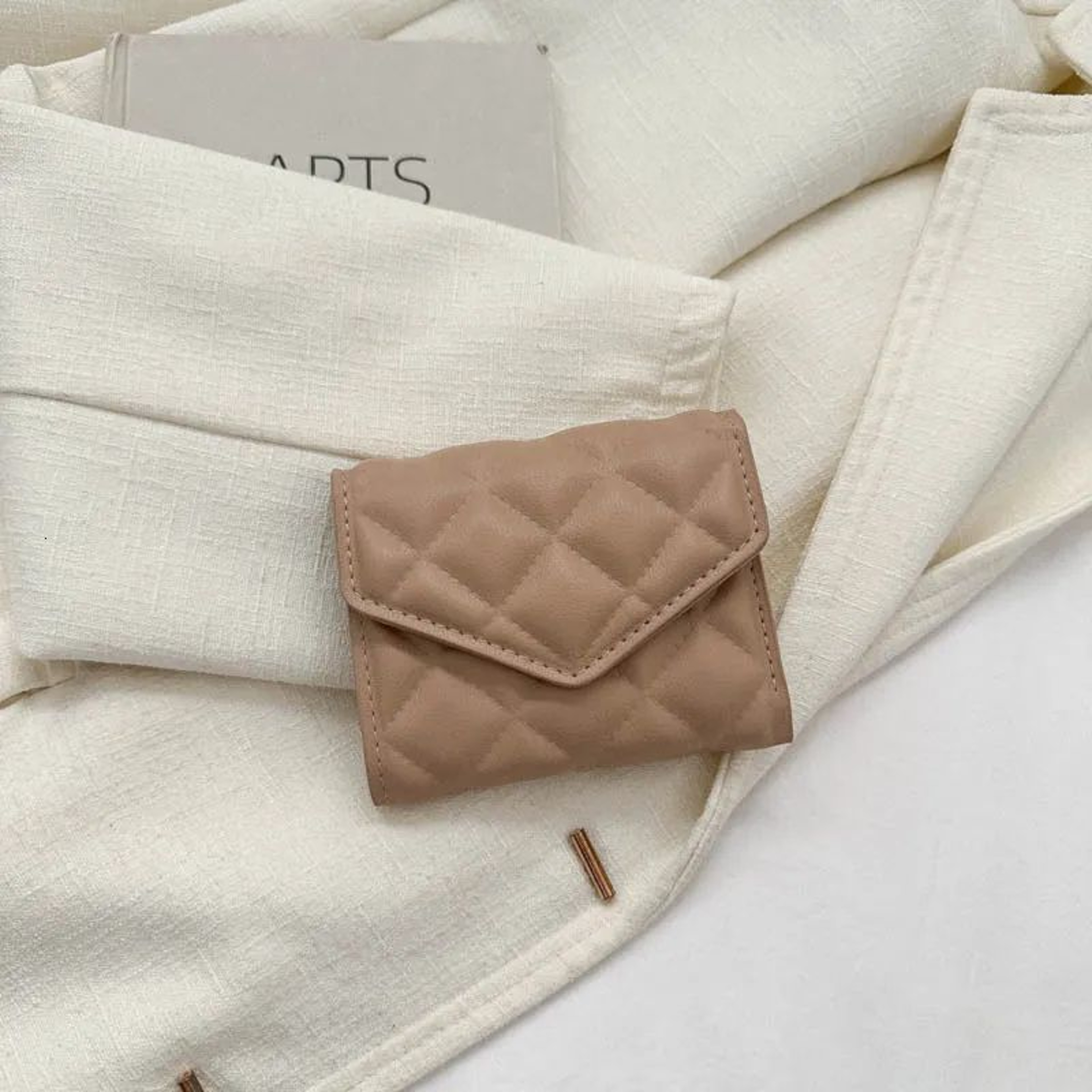 Mini Quilted Embroidered Coin Purse For Women Compact Square Wallet 4