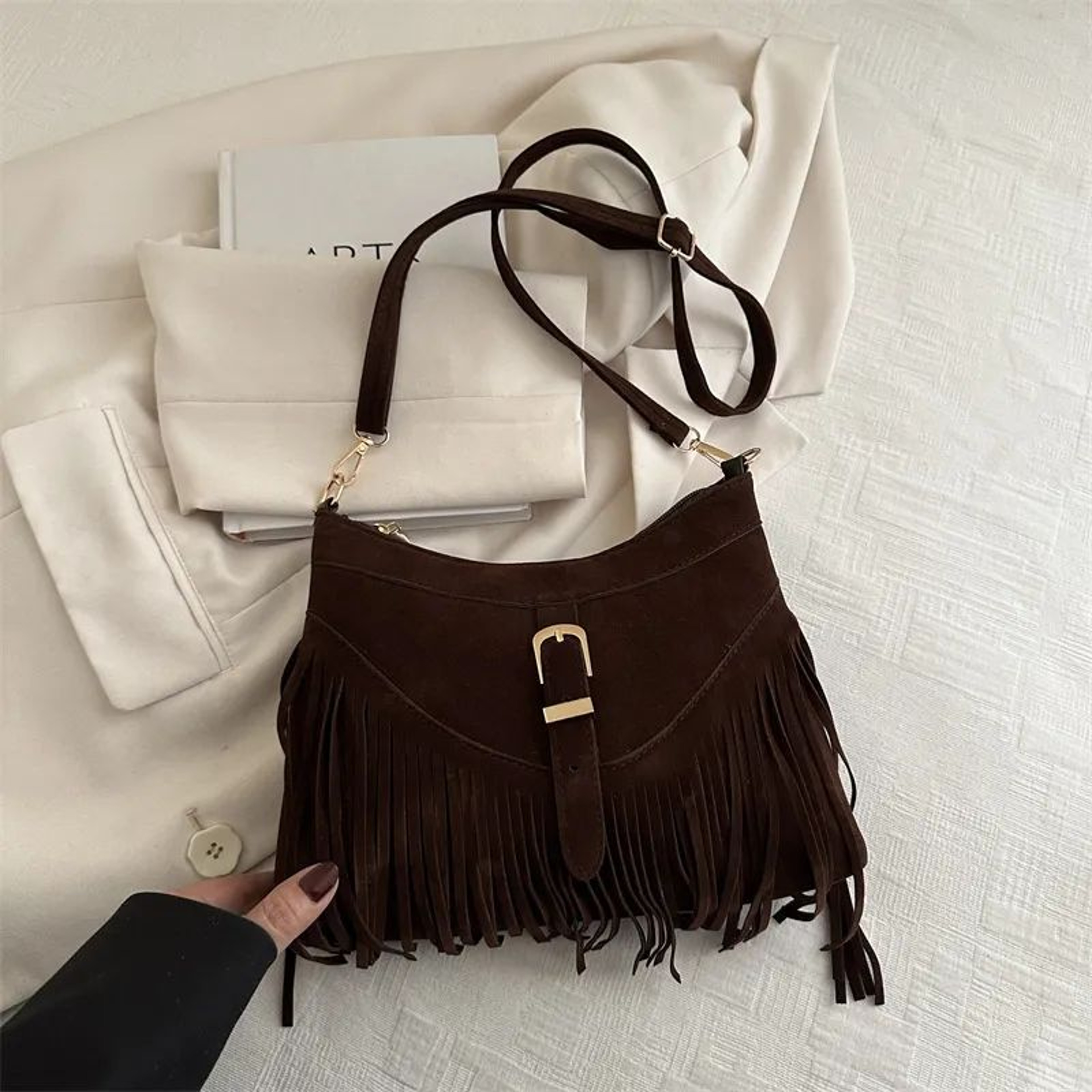 Bohemian Fringe Crossbody Bag With Retro Single Shoulder Design 3
