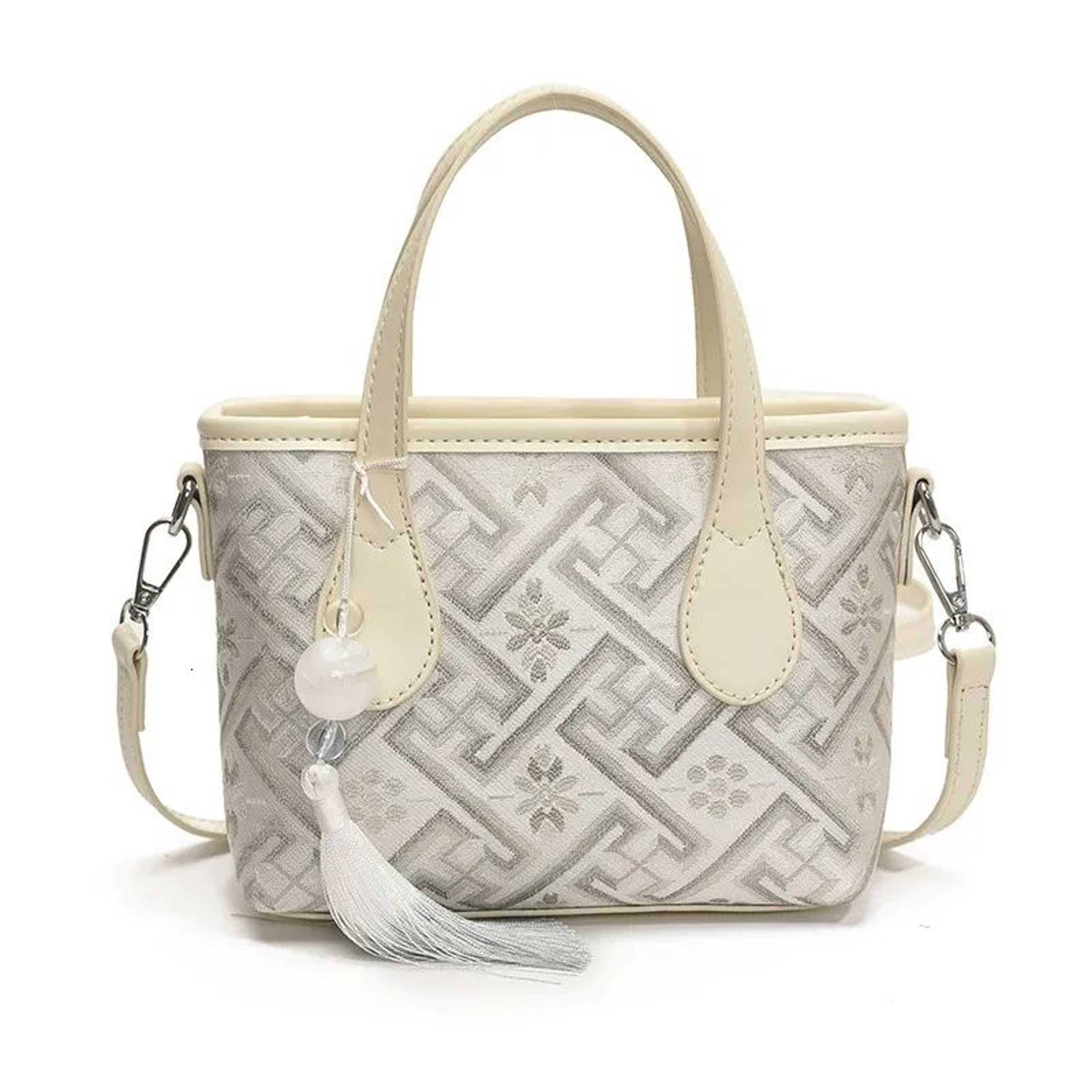 Womens Embroidered Brocade Handbag With Shoulder And Crossbody Design 2