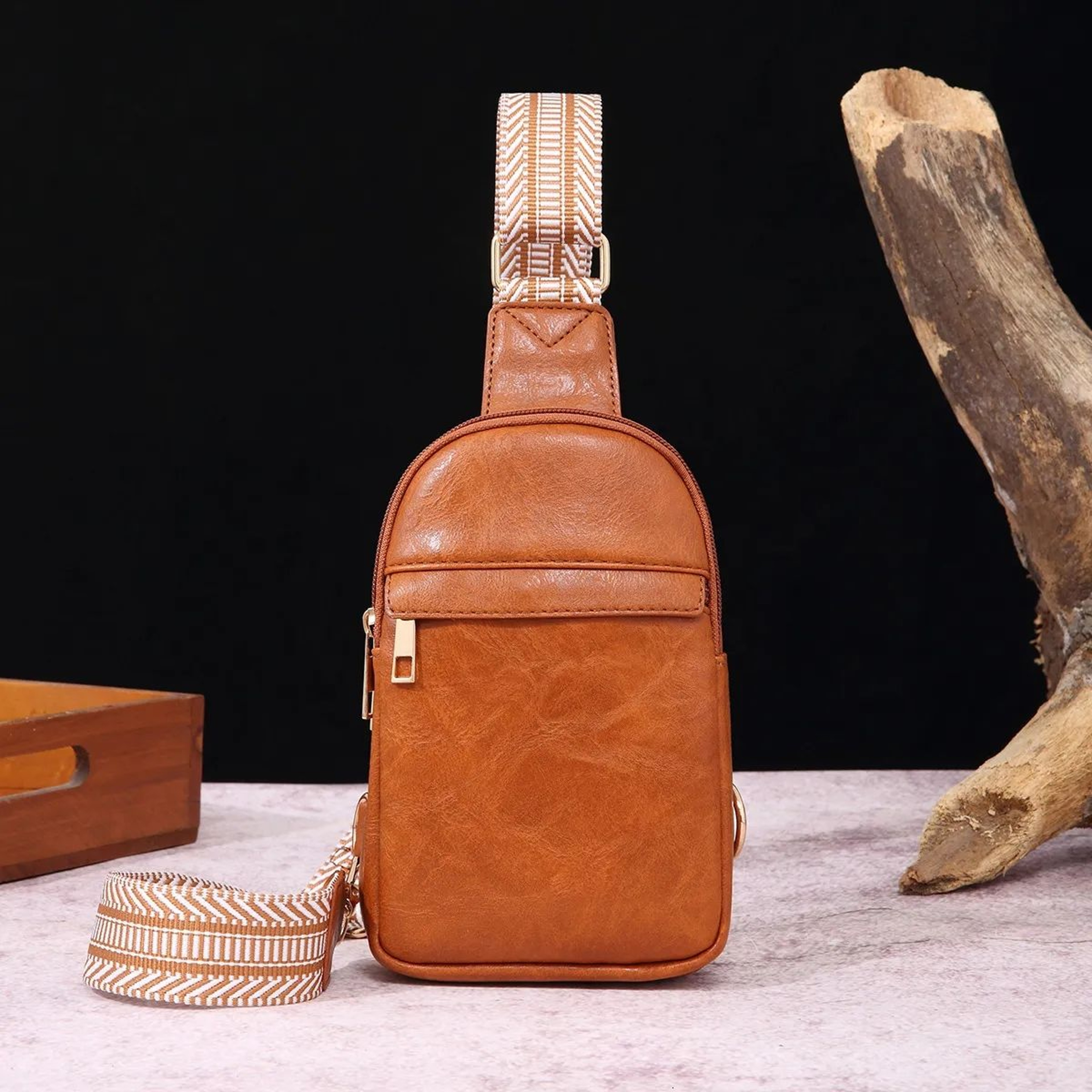 Bohemian Crossbody Chest Waist Bag For Women With Wide Shoulder Strap 0