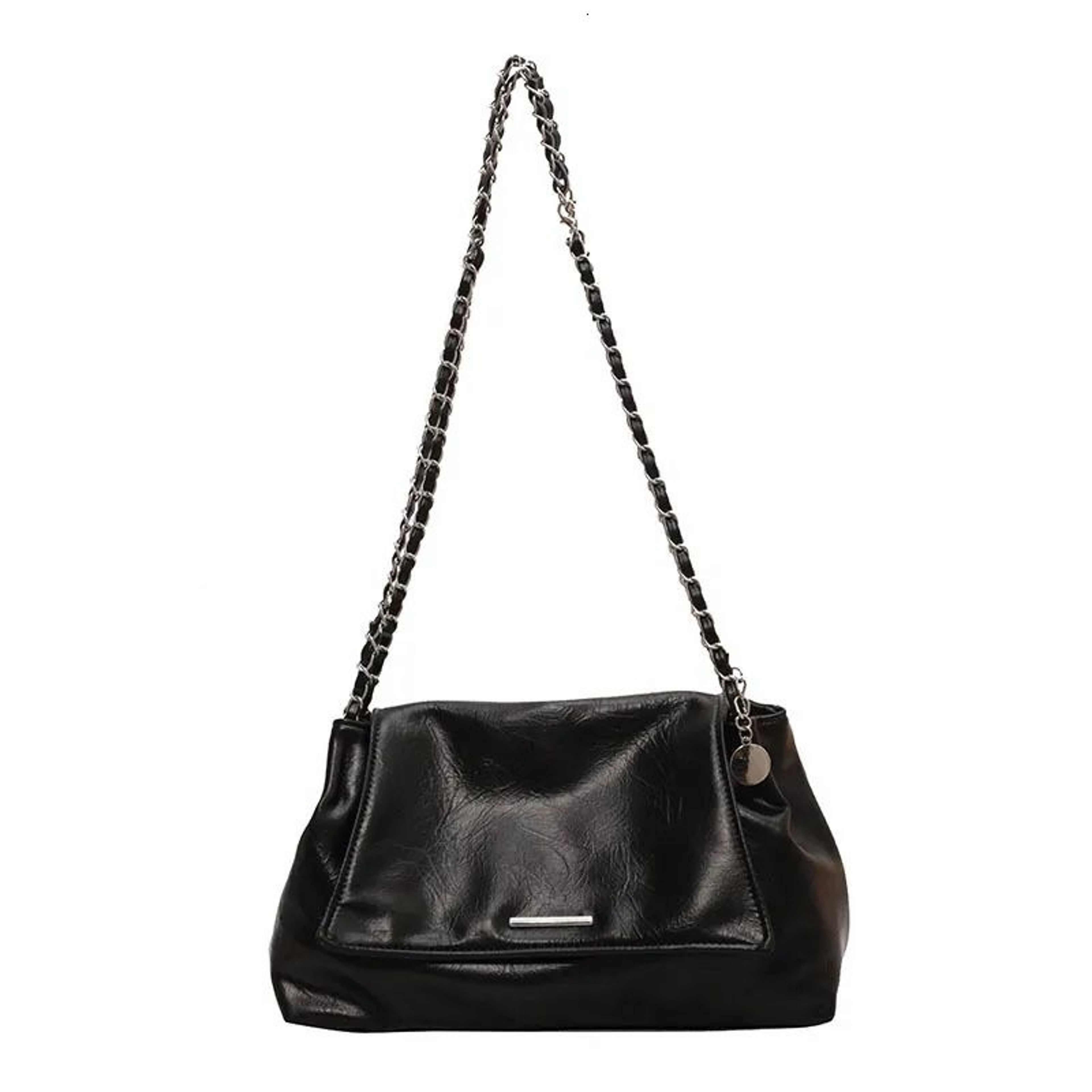 Women Large Capacity Soft Leather Tote Bag With Chain Shoulder Strap 0