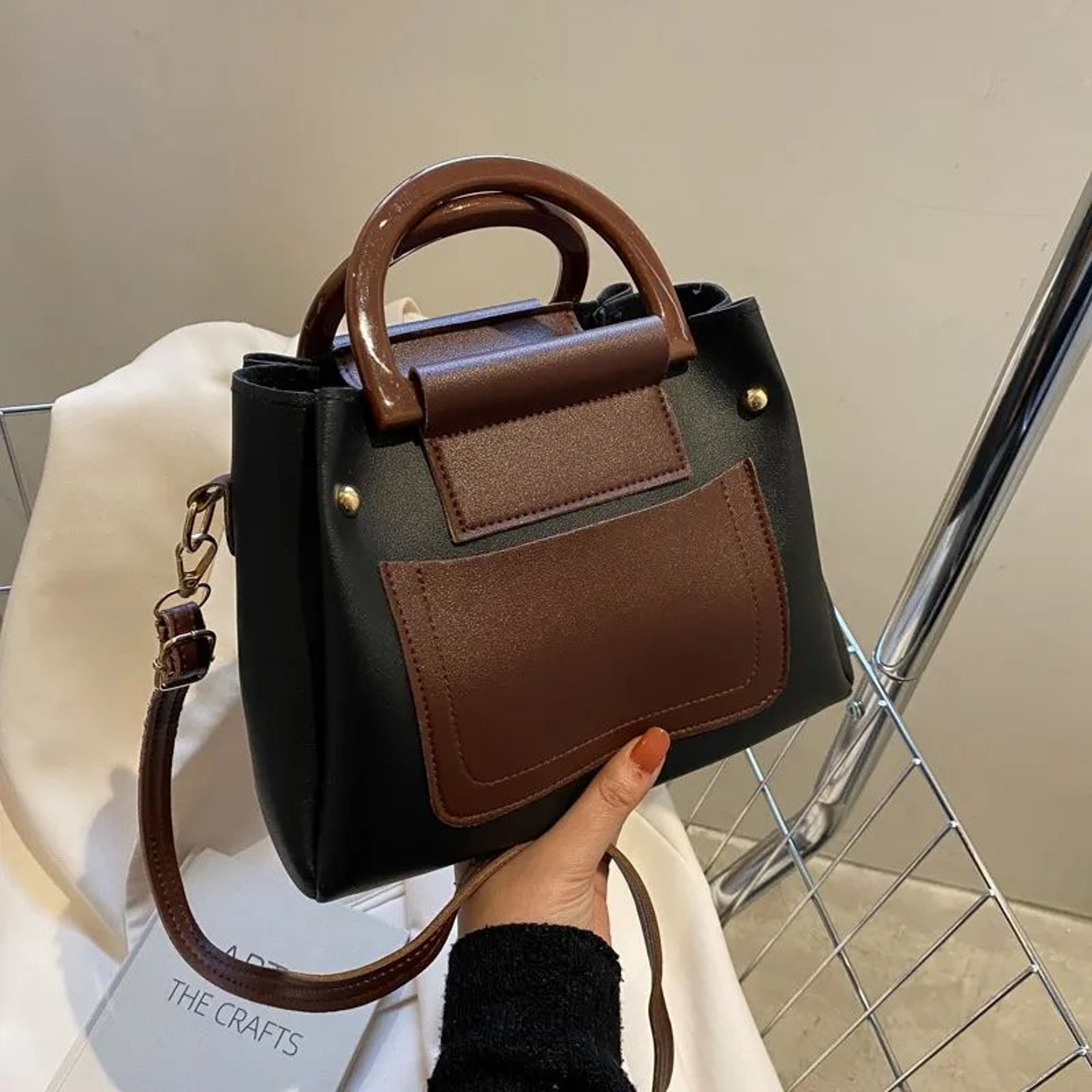 Retro Patchwork Small Square Crossbody Shoulder Bag 0