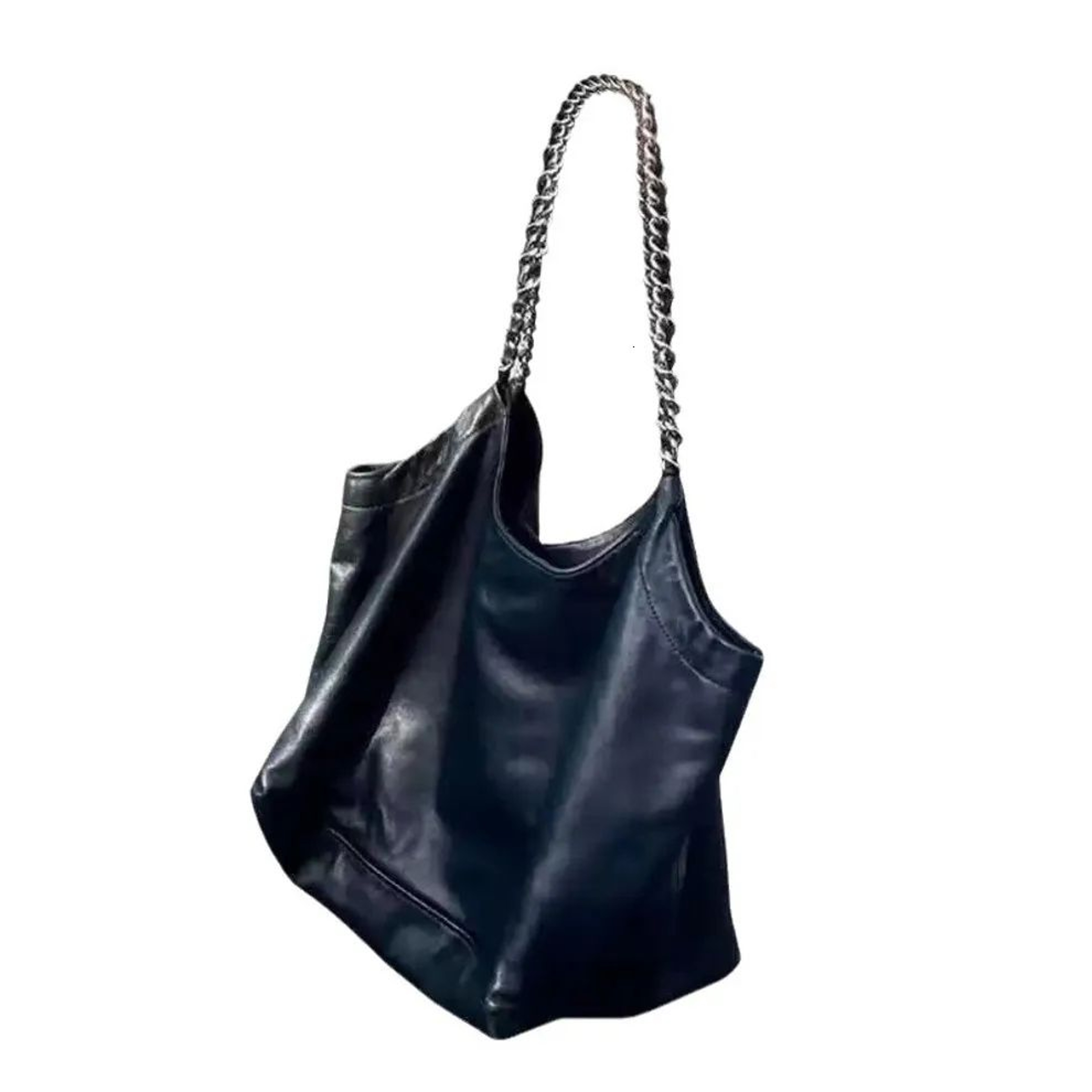Women Large Capacity Shoulder Tote Bag With Chain Accent And Bucket Hobo Design 1
