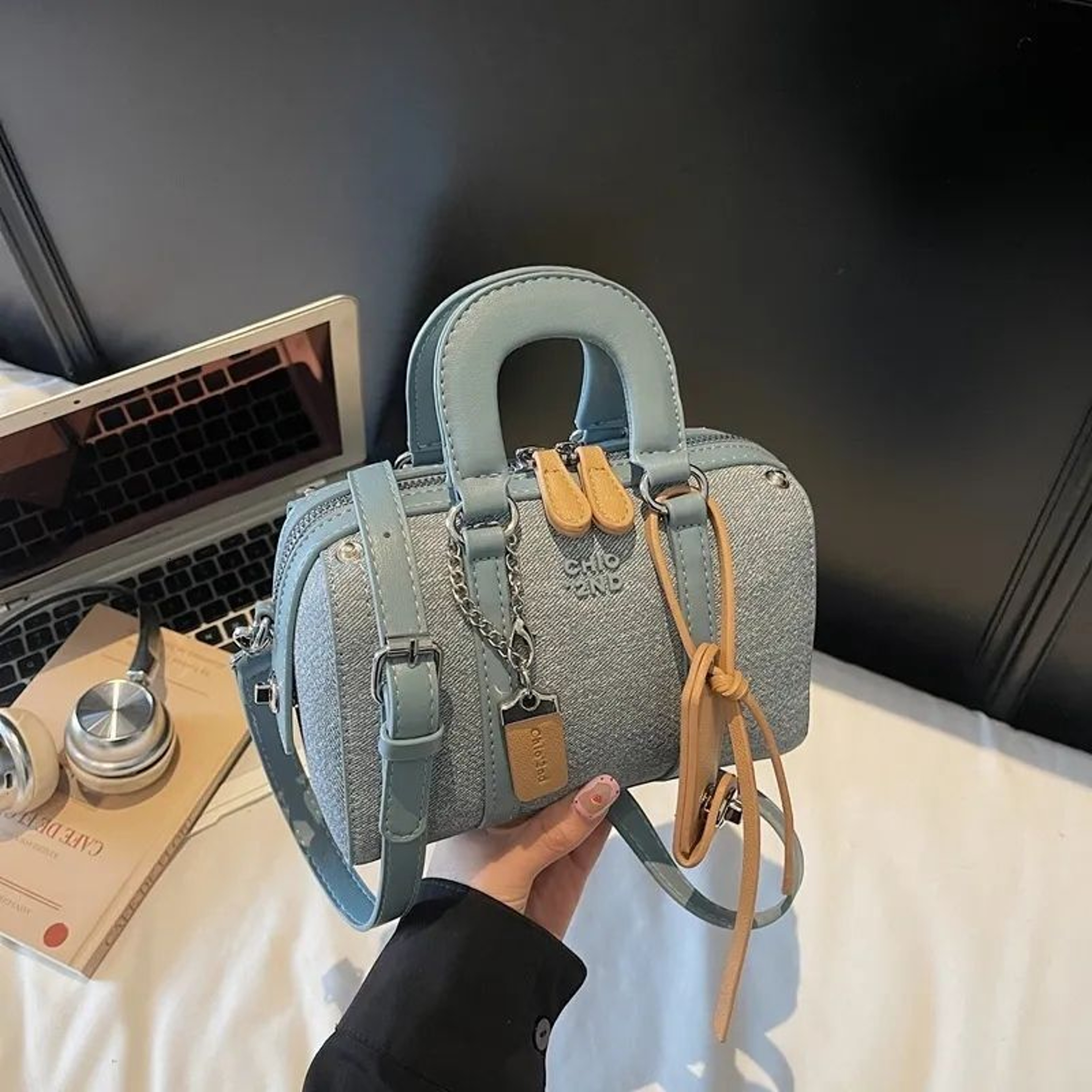Women Ice Blue Pillow Crossbody Bag With Convertible Shoulder Design 1