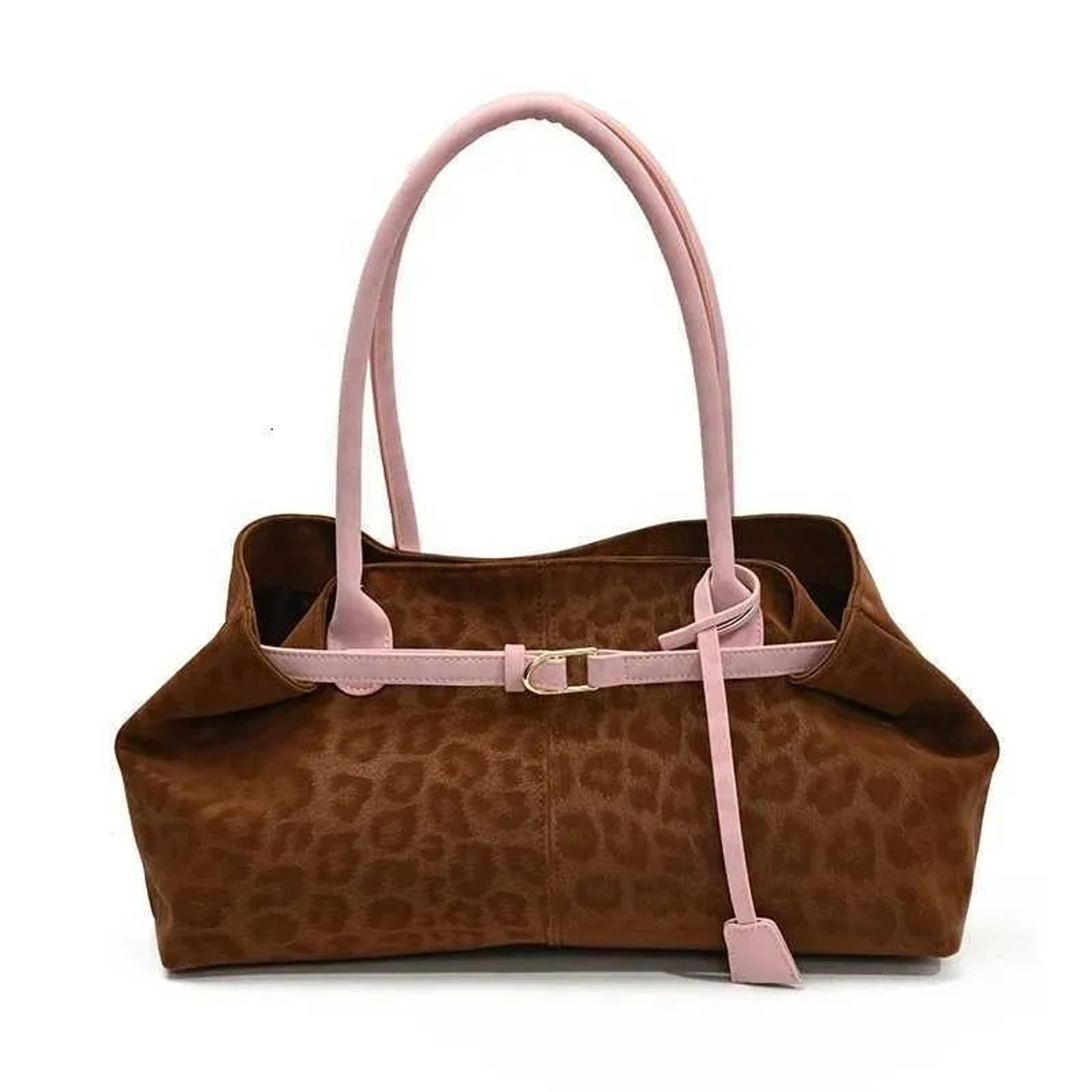 Women Leopard Print Shoulder Tote Bag With Short Handles 2