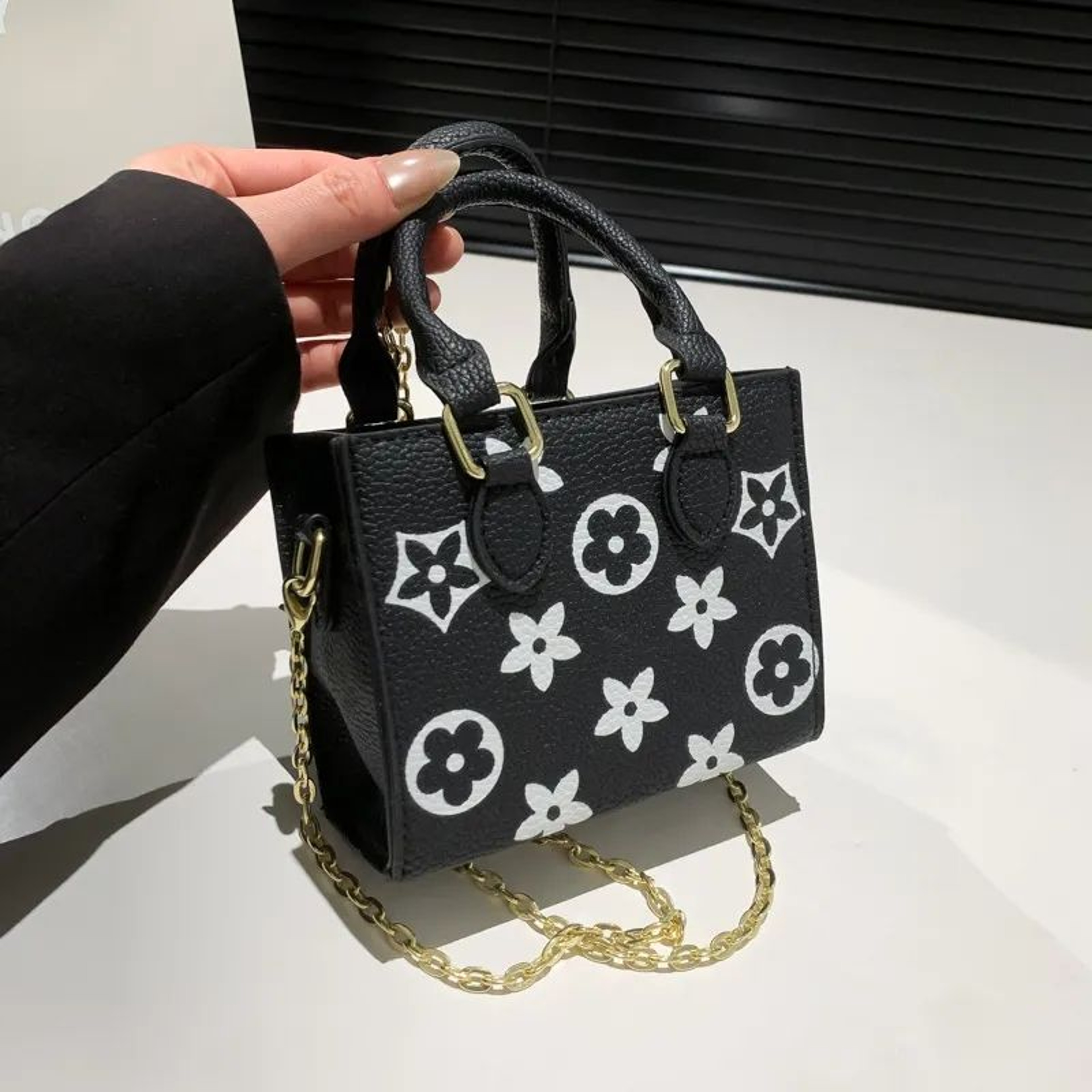 French Monogram Tote Bag For Women Square Shoulder And Crossbody Purse 1