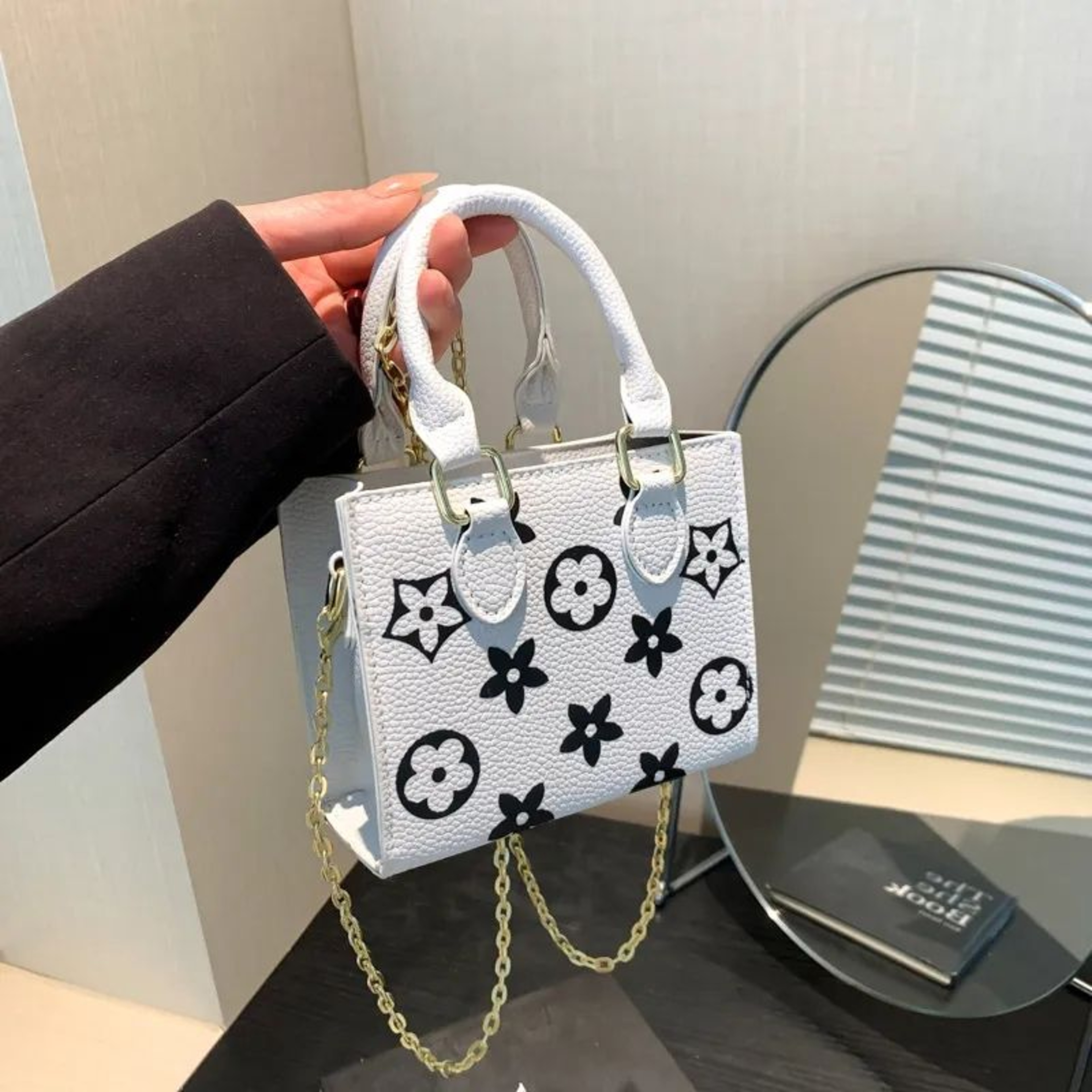 French Monogram Tote Bag For Women Square Shoulder And Crossbody Purse 3