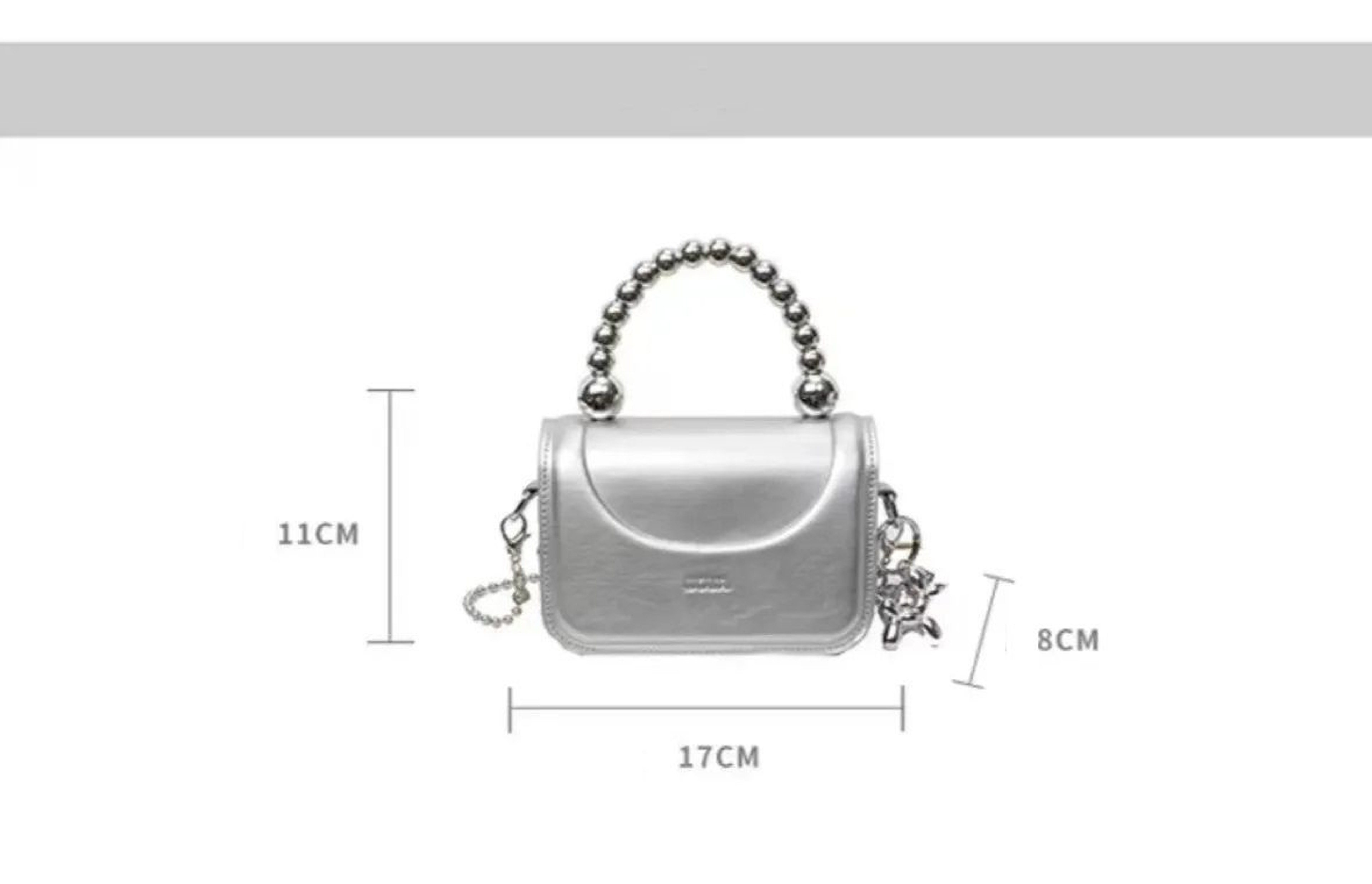 Women Beaded Shoulder Bag Solid Color Crossbody Handbag 2