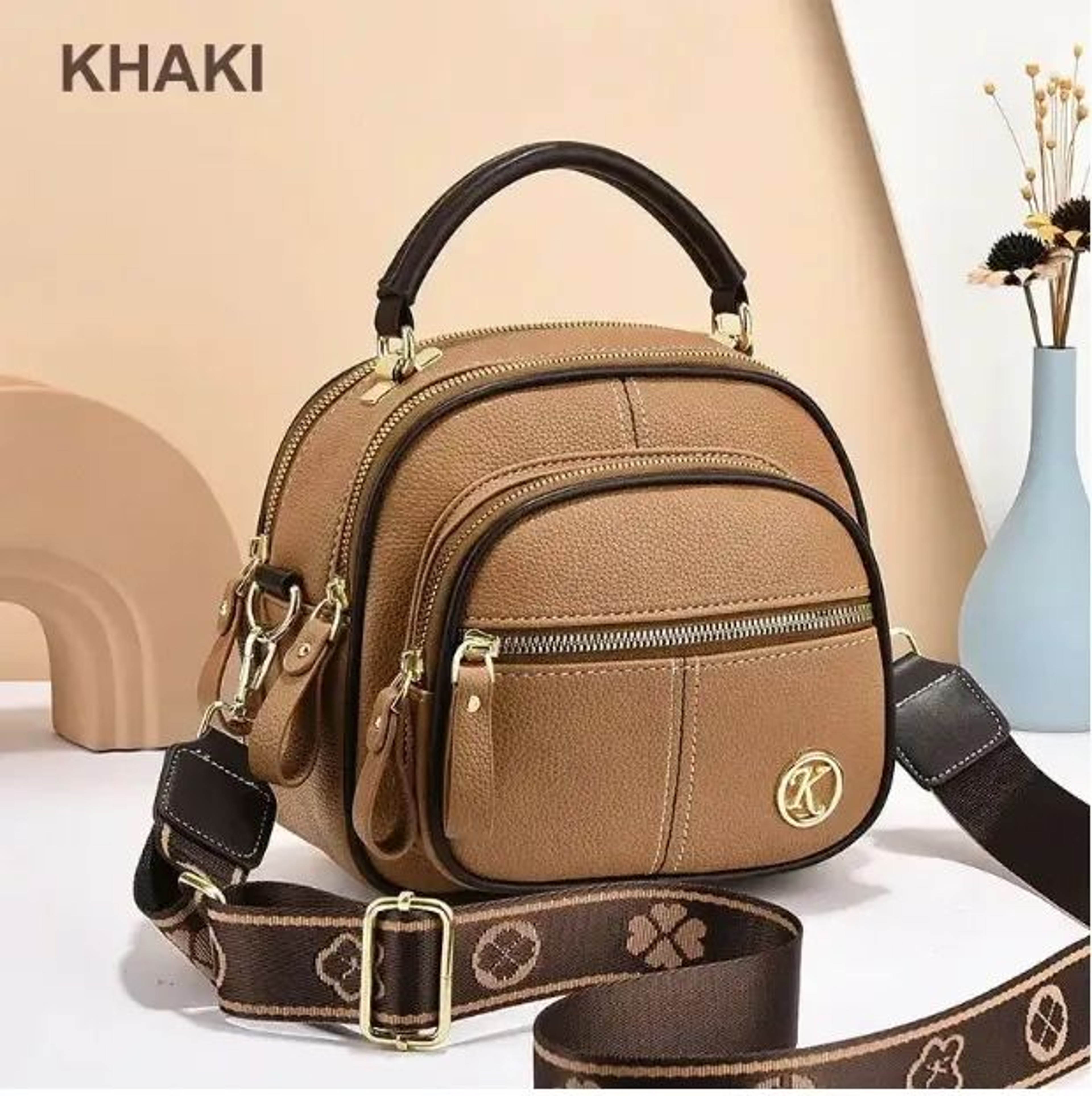 Classic PU Leather Crossbody Bag With Adjustable Wide Shoulder Strap 3