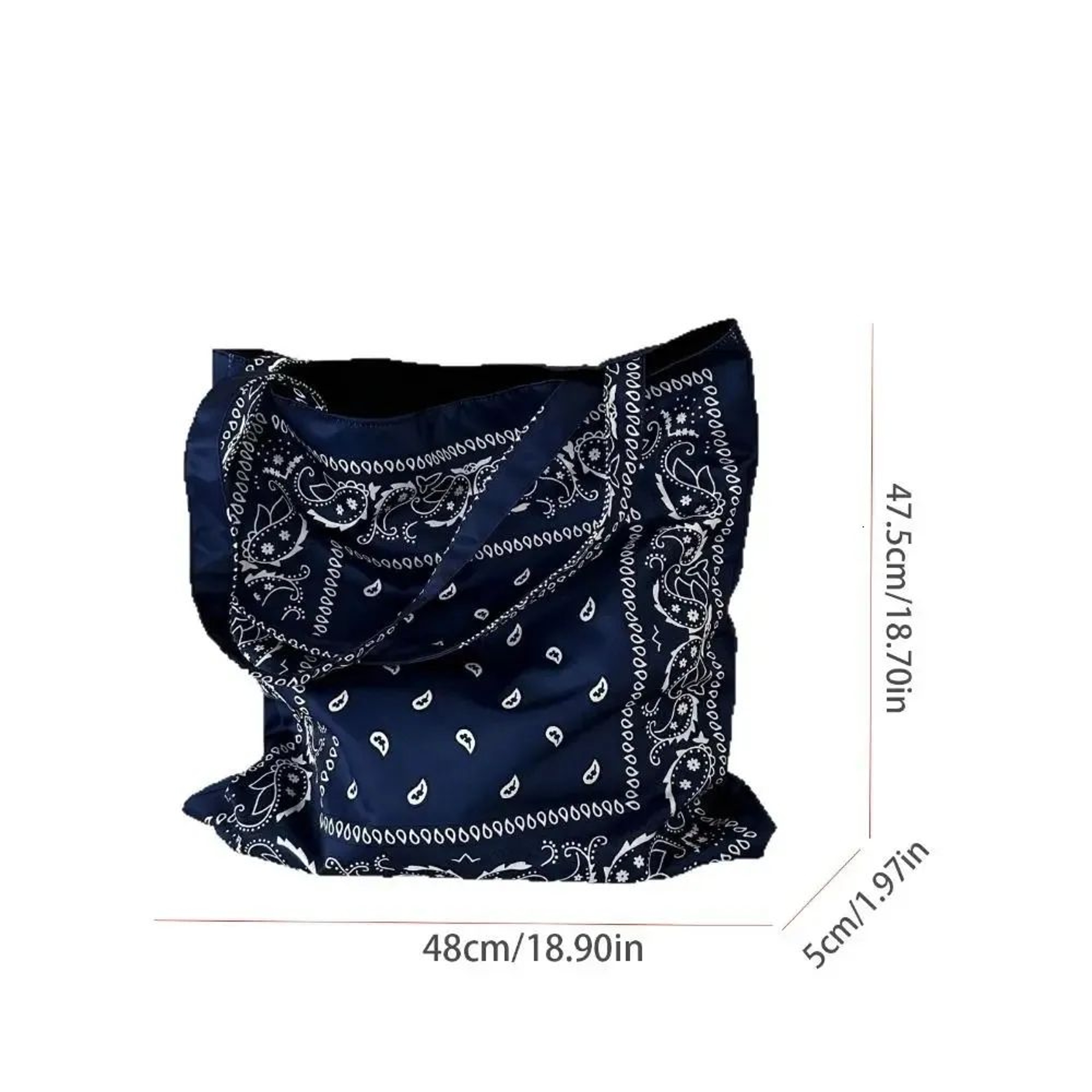 Printed Canvas Tote Bag With Cashew Flower Pattern Large Lightweight Shoulder Bag 2
