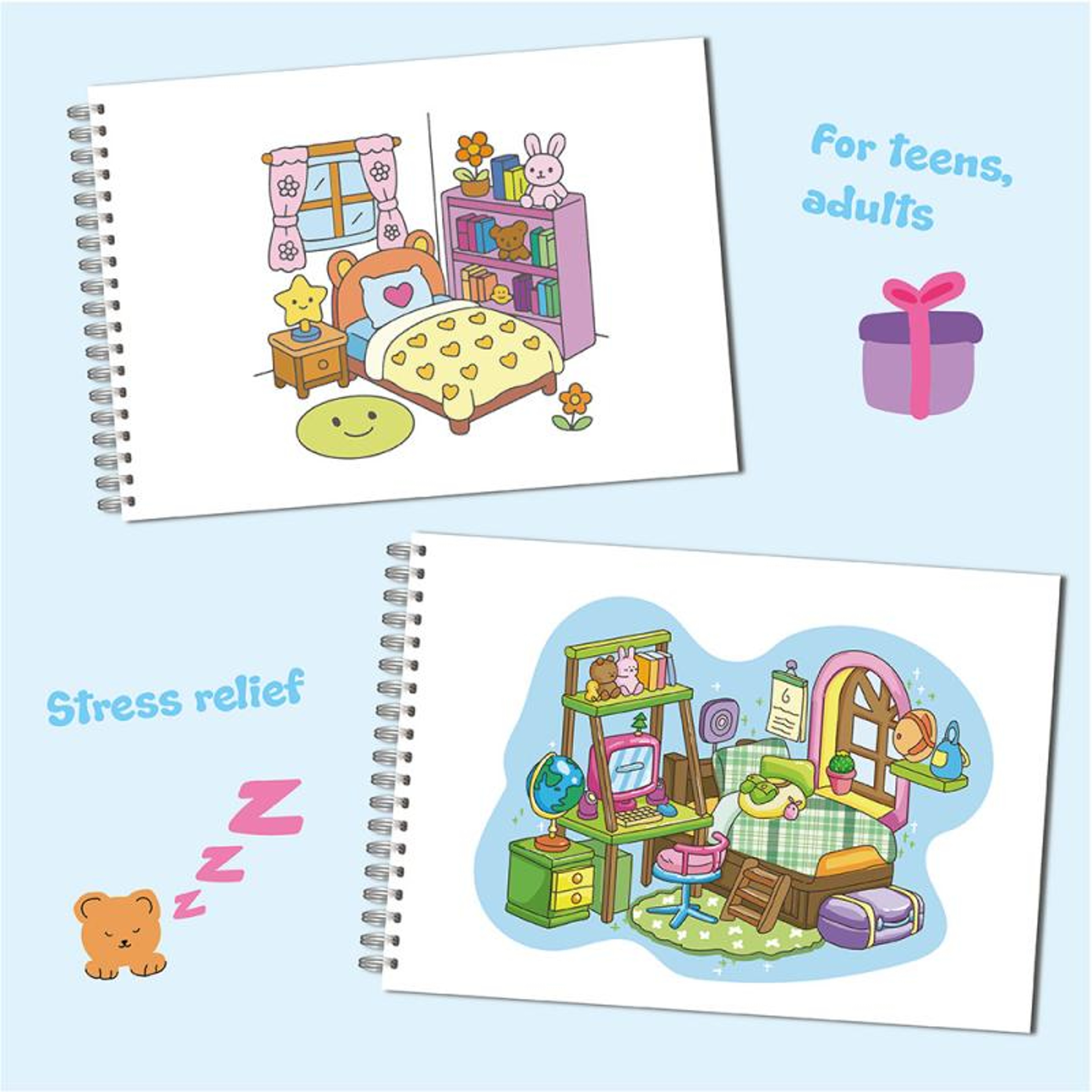 Animal Theme Coloring Book, Cute Little Bear Characters, Graffiti Painting For Adults, Teens, and Kids – view 6