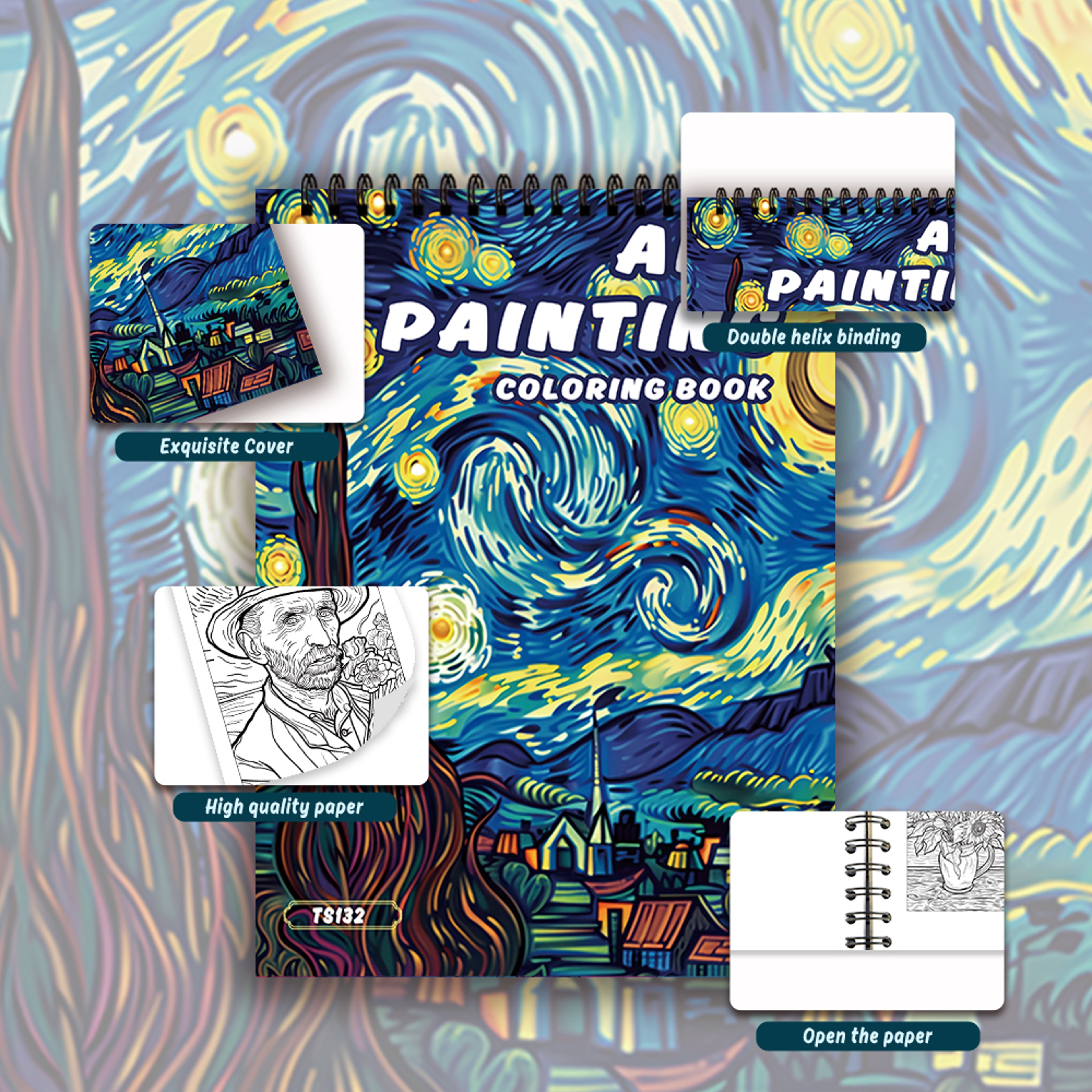 Spiral Coloring Book for Adults, Art Therapy Pages, Thick Paper for Stress Relief, Perfect for Halloween – view 5