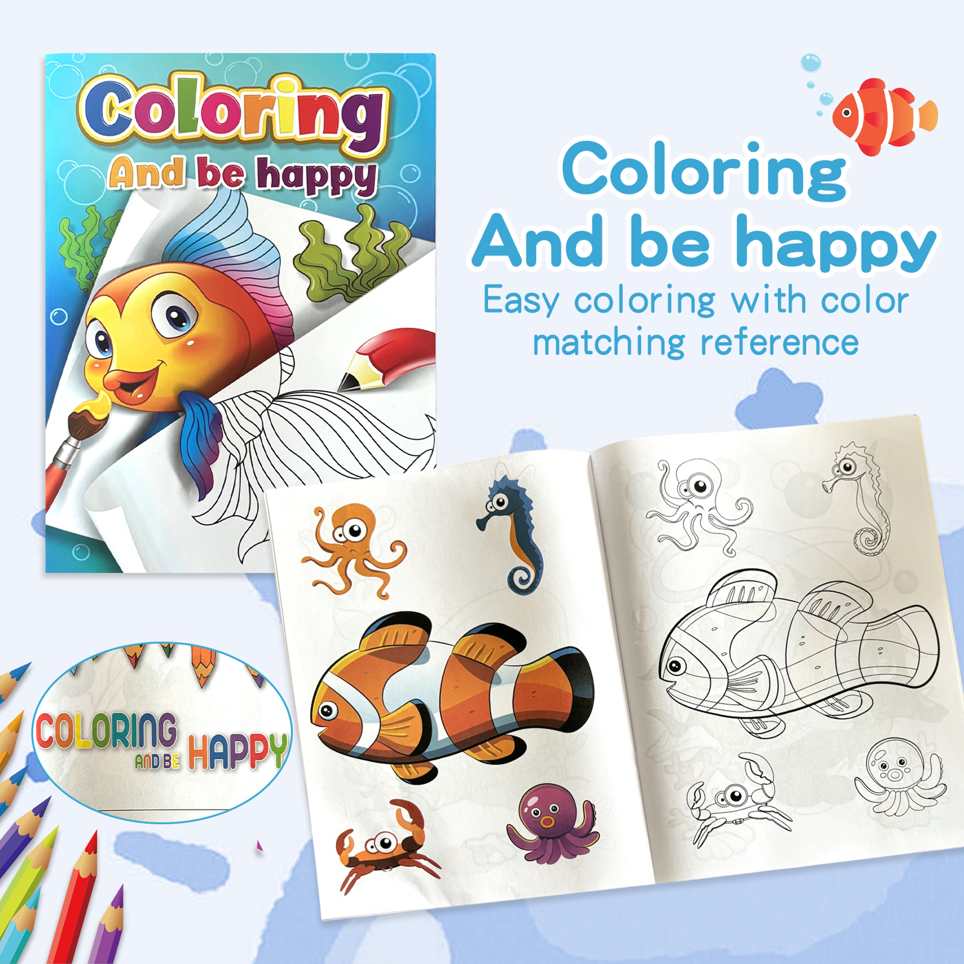 Childrens Coloring Book Set, Colorful Animal Patterns, Learn While Painting for a Happy Growth – view 2