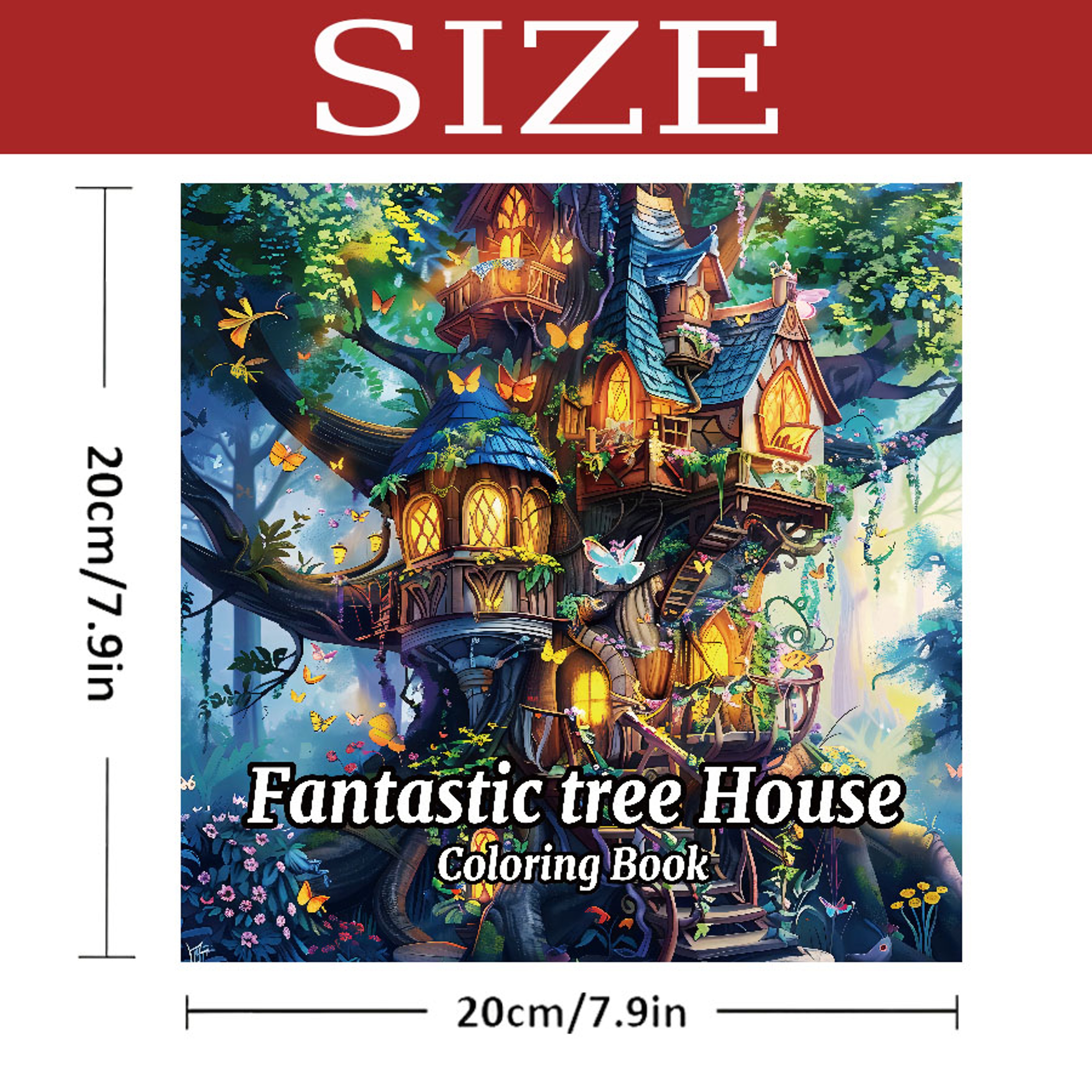 Fantasy Tree House Coloring Book for Adults, Relaxing Art Therapy Sketchbook with Hand Drawn Pages, for Colored Pencils – view 6