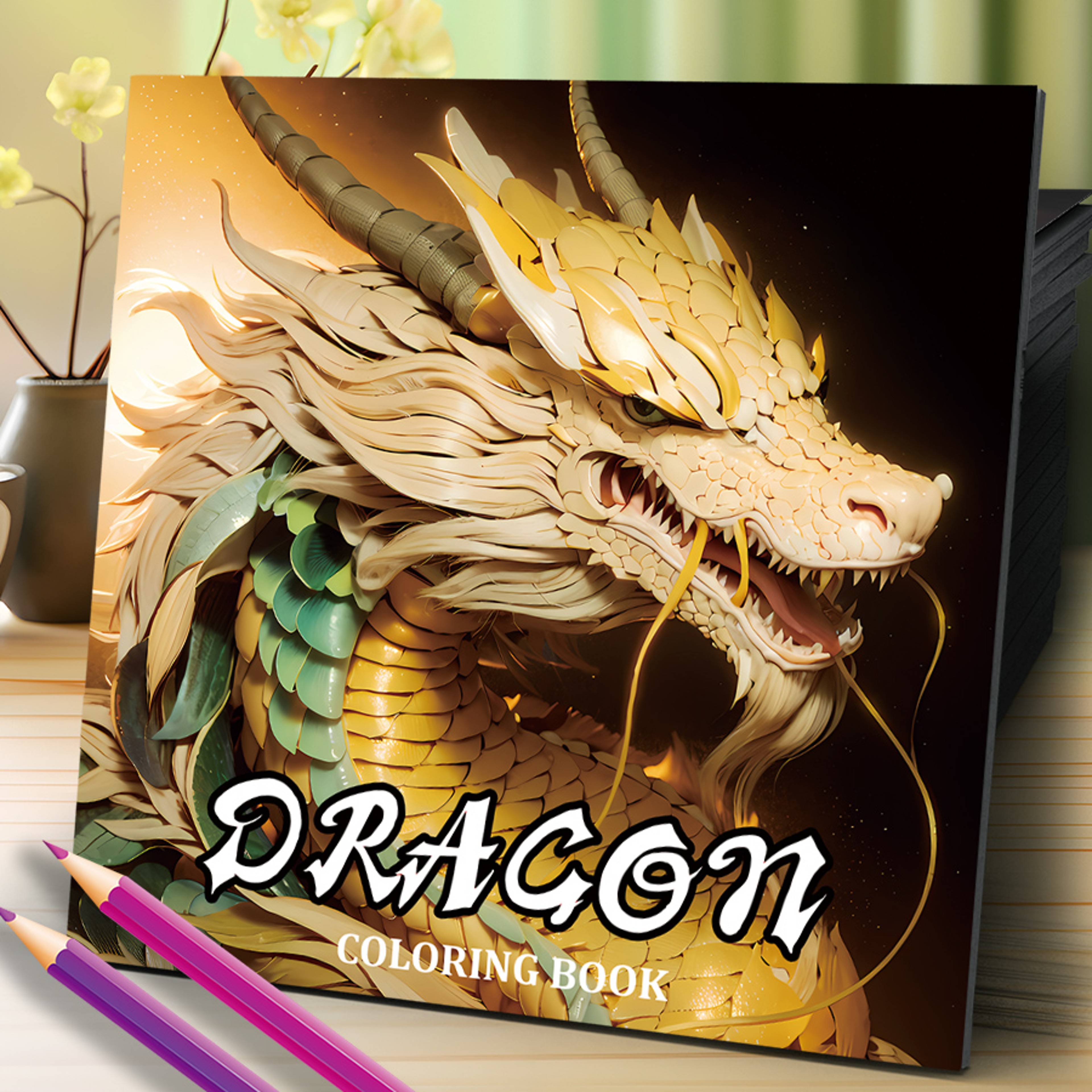 Dragon Coloring Book for Adults, Stress Relief Art Therapy, Fantasy Drawing and Painting Pages for Kids – view 1