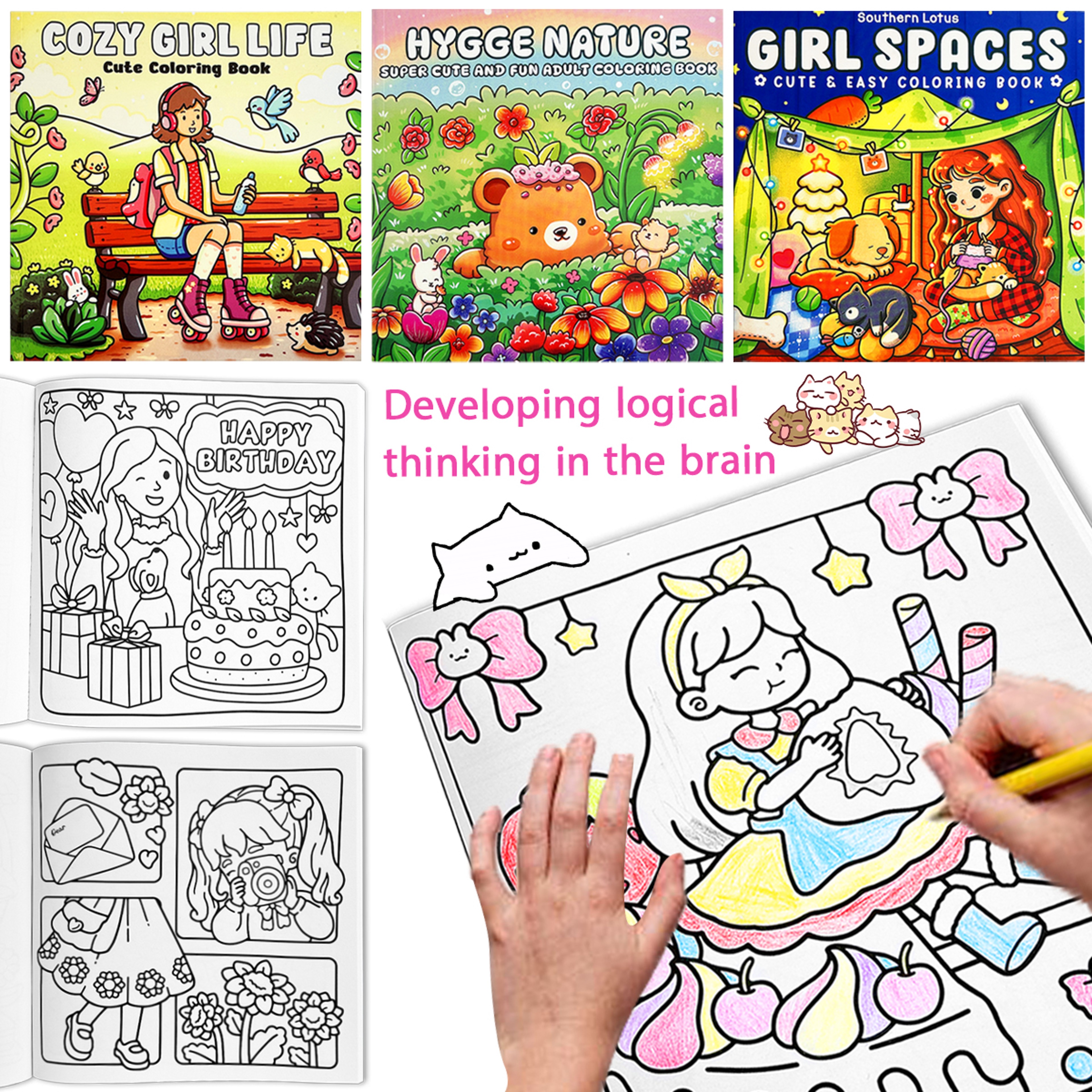 Girls Themed Colouring Book, A Comfortable Space to Paint, Picture Book Mobile, Childrens Coloring Book – view 6
