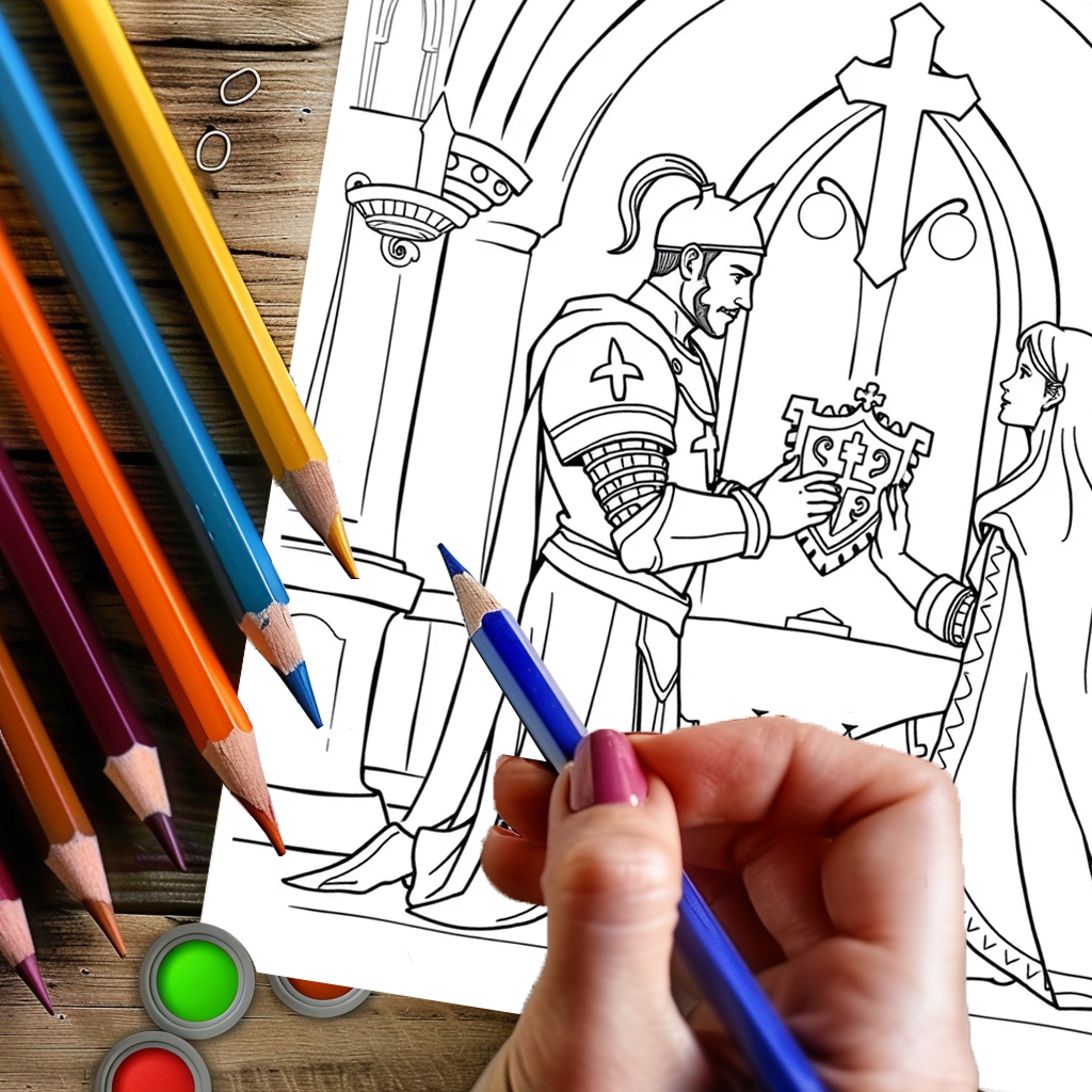 Princesses and Knights Coloring Book for Adults, A Fantasy Colouring Book with Drawing Supplies, Perfect for Christmas – view 3