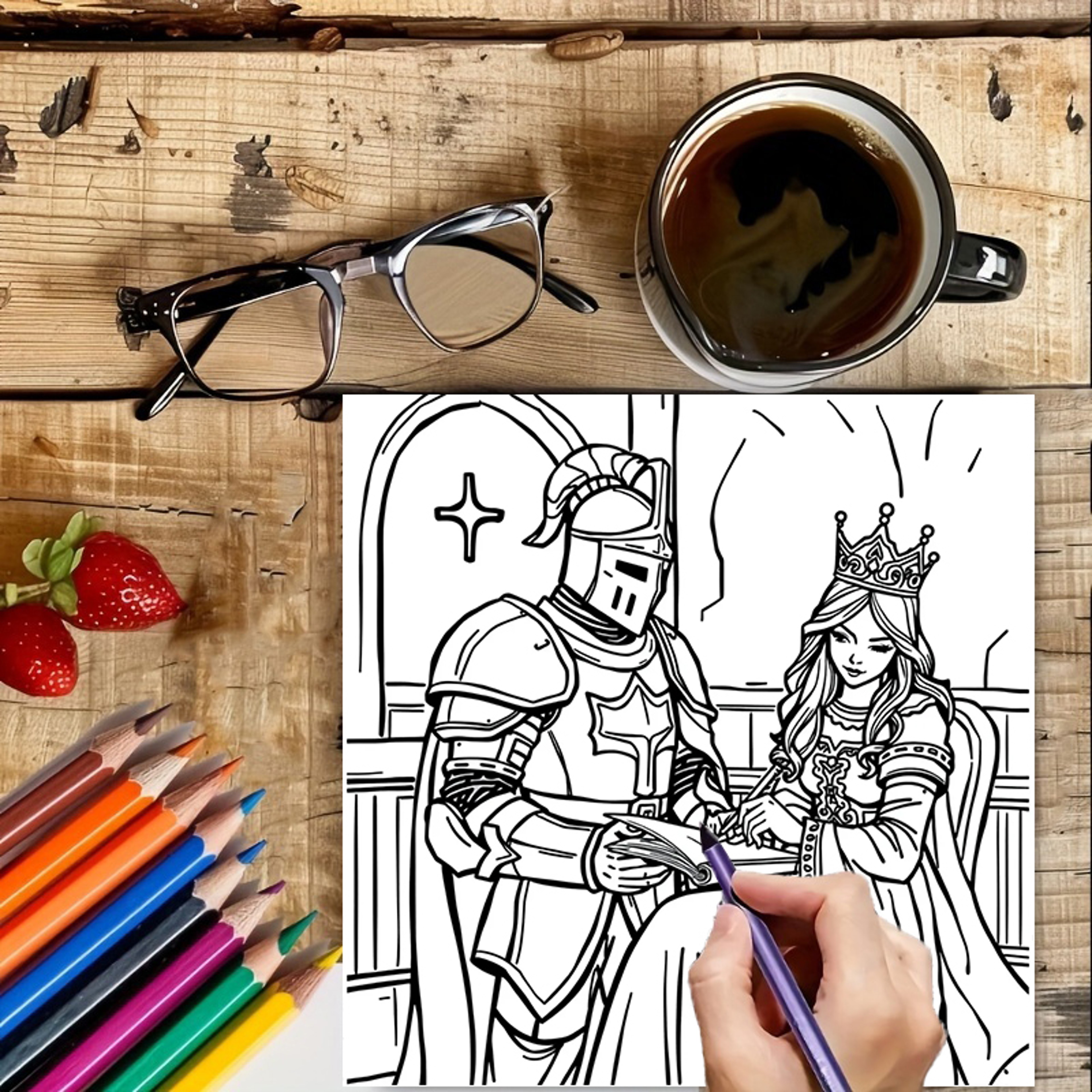 Princesses and Knights Coloring Book for Adults, A Fantasy Colouring Book with Drawing Supplies, Perfect for Christmas – view 5