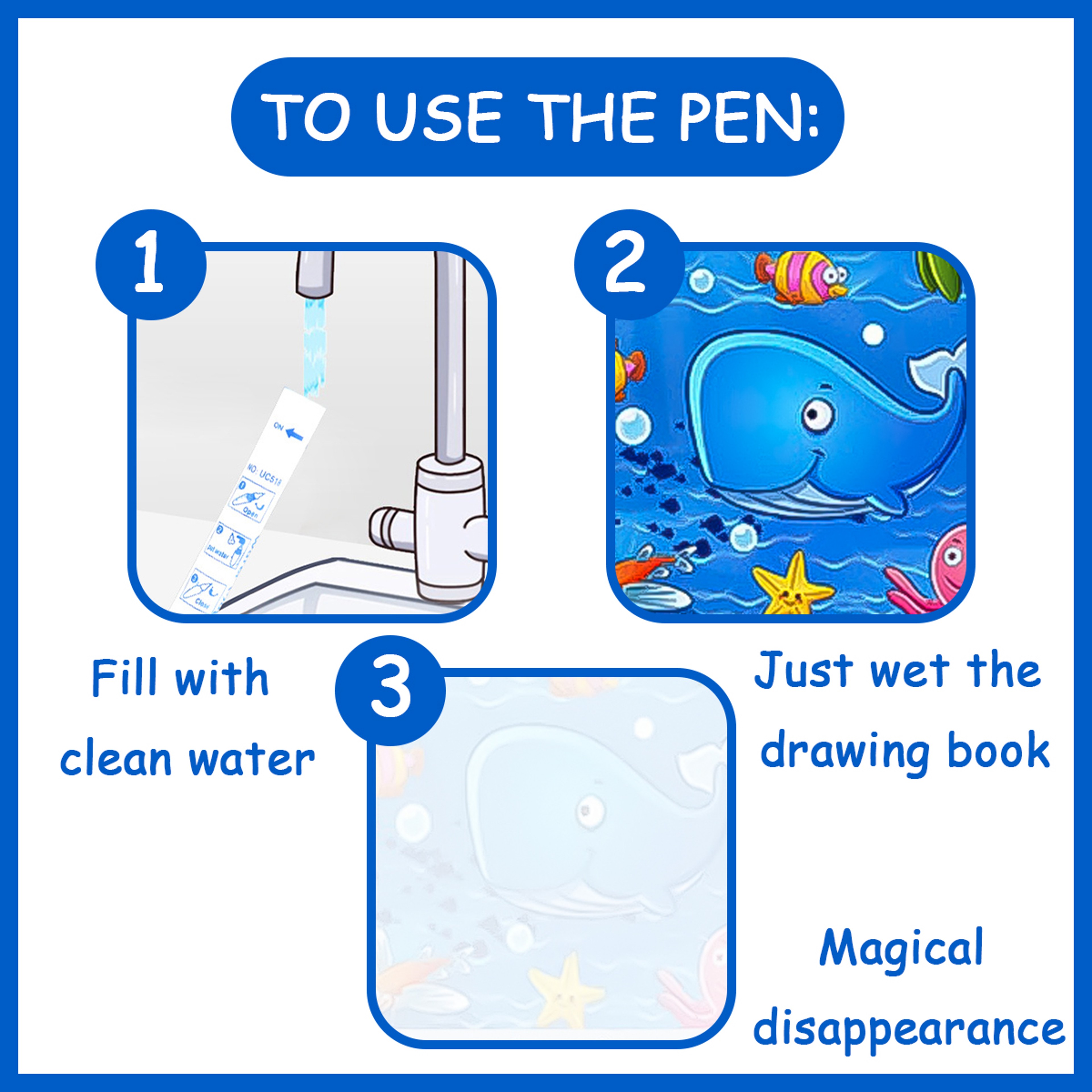 Magical Water Drawing Book Fun Educational Toy Reusable Kids Art Supplies 2