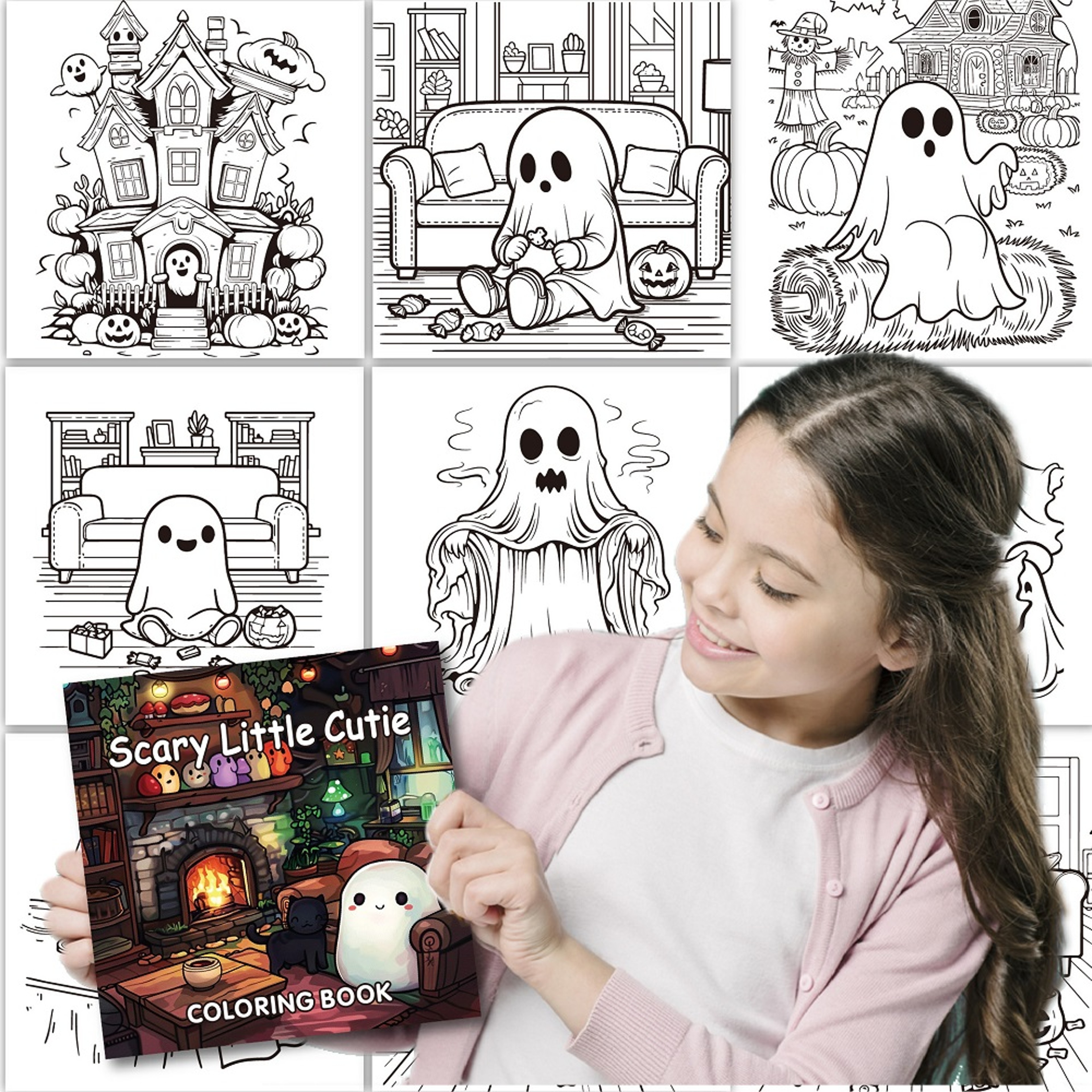 Halloween Coloring Book for Adults, Scary Little Cutie Designs, Stress Relief Creative Fun, Gift for Teens – view 5