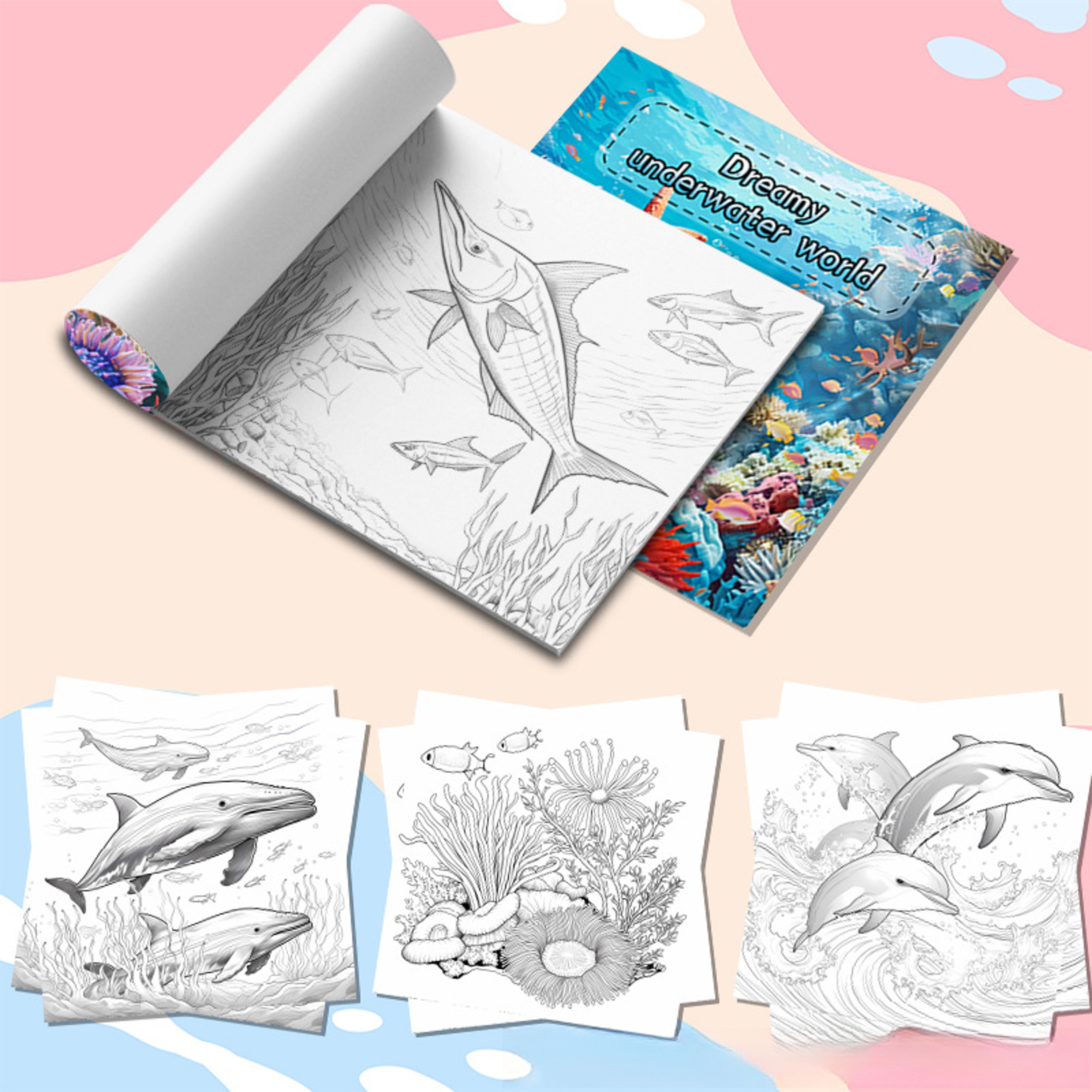 Underwater Wonders, A Relaxing Art Coloring Book, Featuring Ocean Life and Plants – view 2