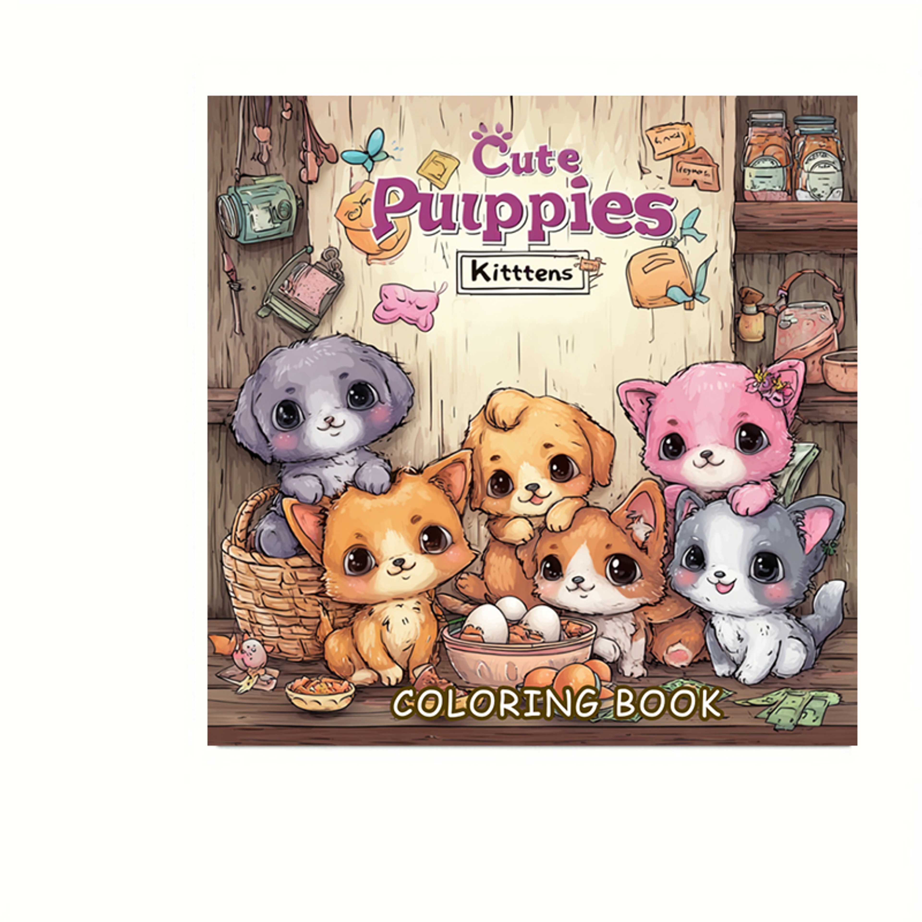 Cute Puppies and Kittens Coloring Book, Adult Colouring Book for Stress Relief, Drawing Supplies, Christmas Gift Idea – view 7