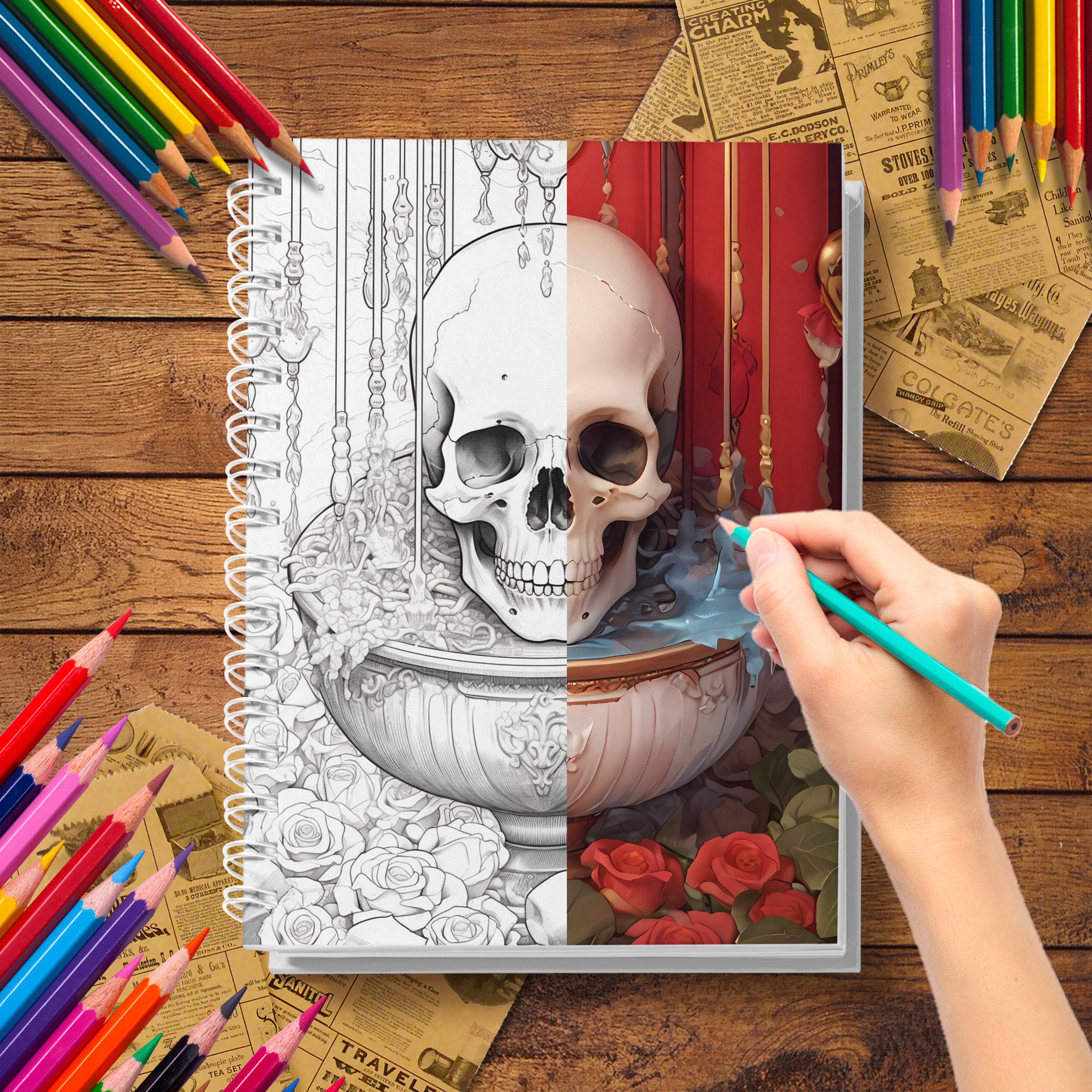 Unleash Your Creativity, Adult Skull Coloring Book, Thick Paper, Creative Free Coloring, Perfect Stress Relief – view 4