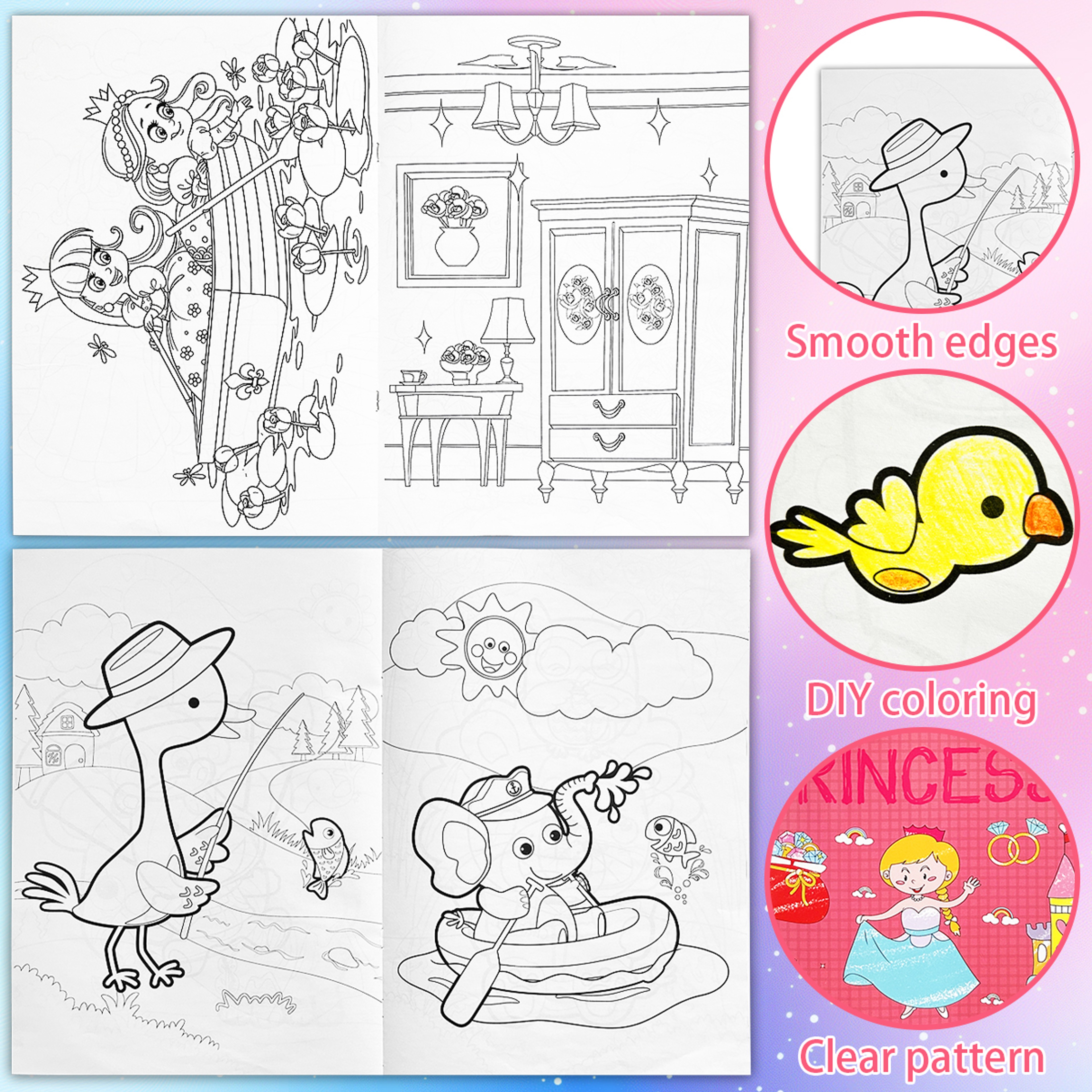 Cute Warm Colored Doodle Books, Preschool Puzzle Painting, Animals and Princesses for Children – view 5