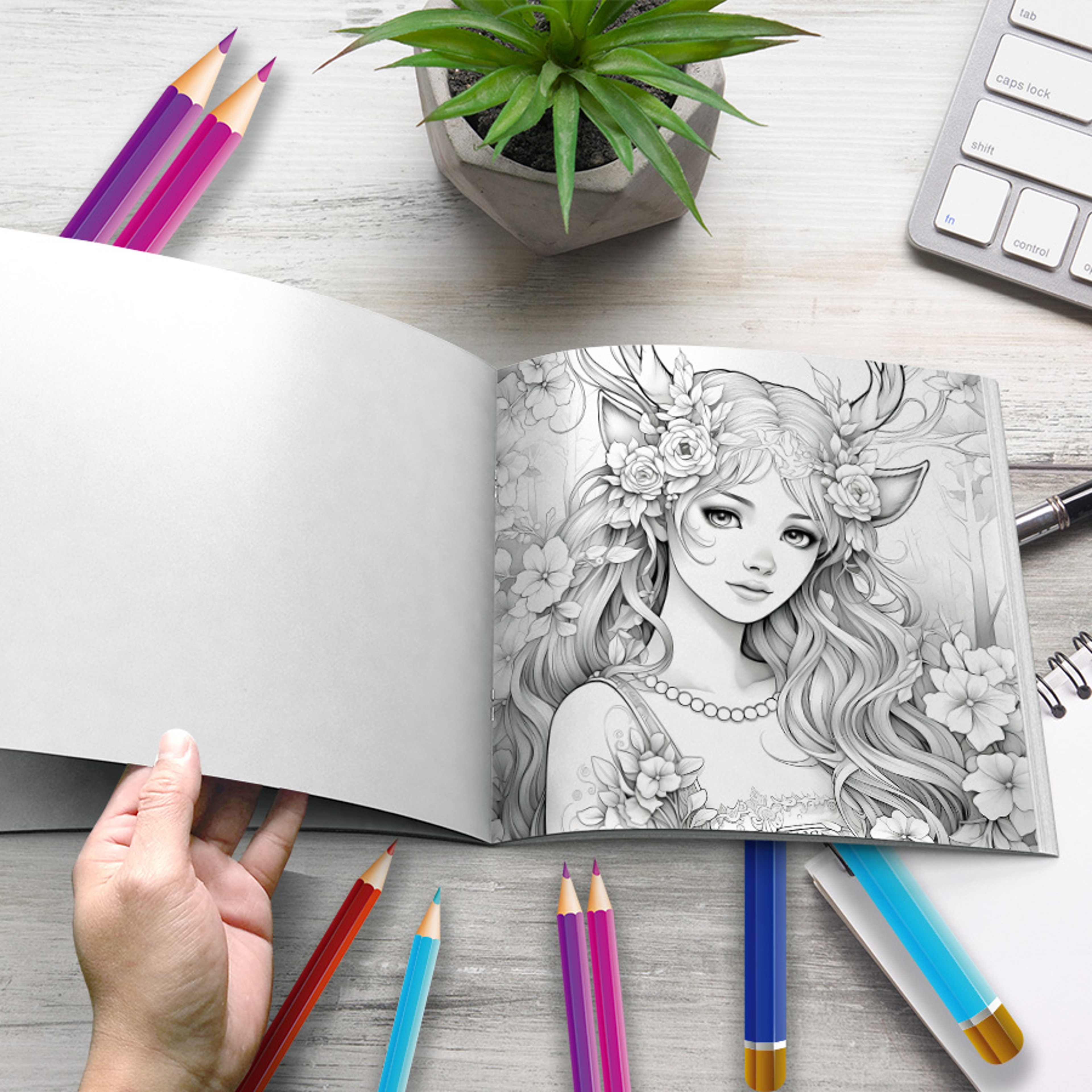 Art Enchanted Woodland Coloring Book Stress Relieving Forest Fairies Pixie Designs For Adult Mindfu 4