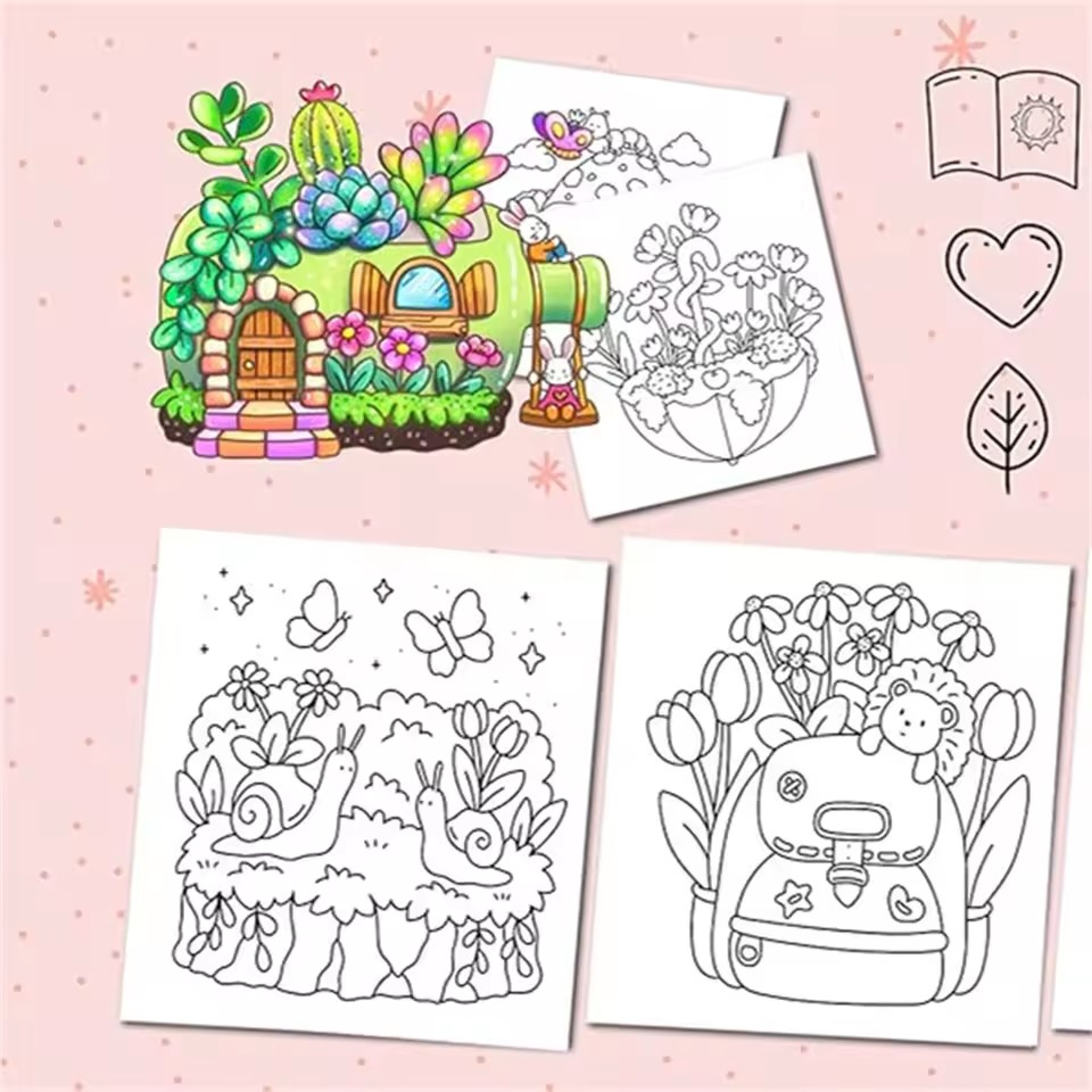 TINY GARDENS Coloring Book for Adults, A Perfect Gift for Party and Birthday, Features Bold, Easy Patterns and Cute Draw – view 5