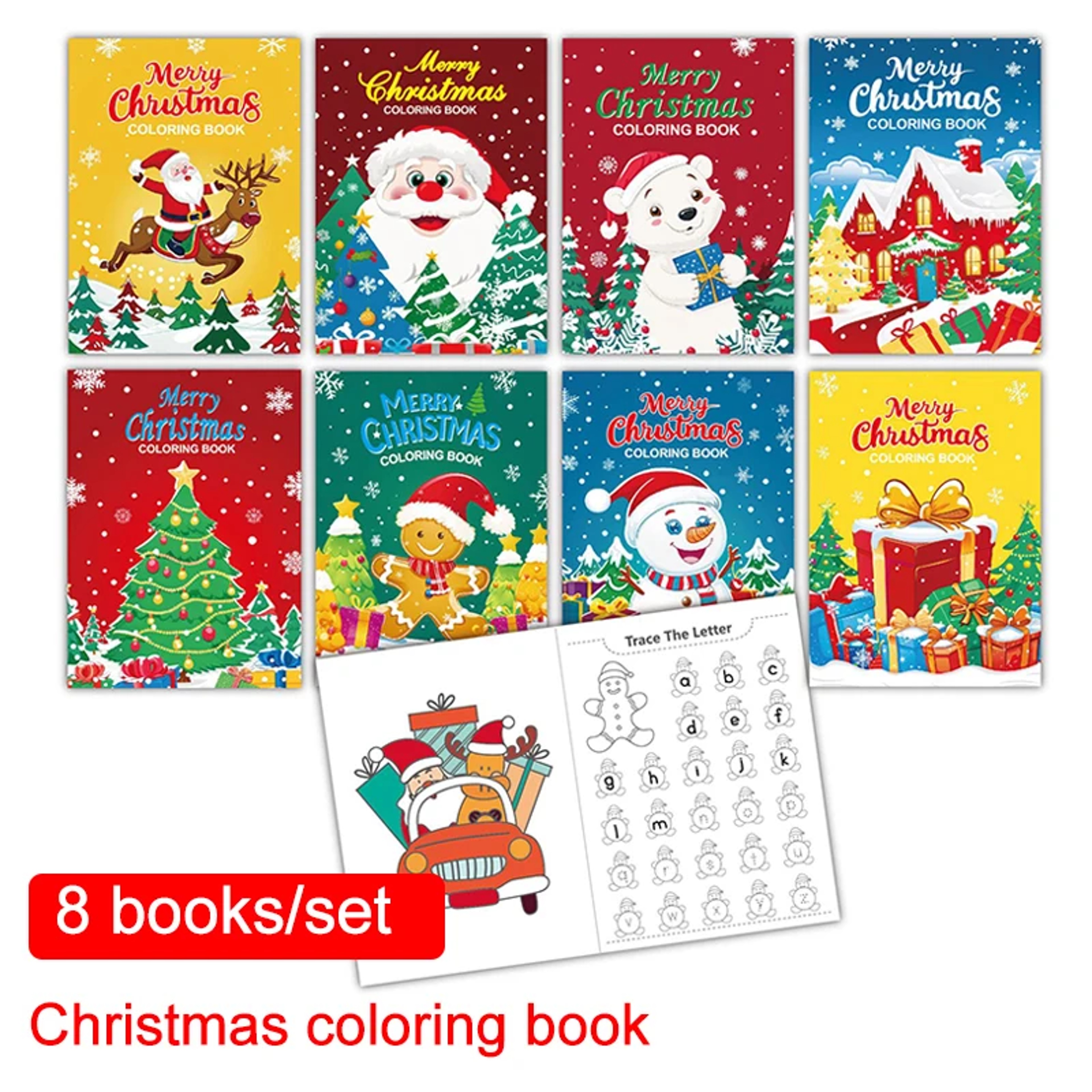 Christmas Puzzle Coloring Book, Kids Holiday Party Theme Gift, Cartoon Painting Toy – view 7