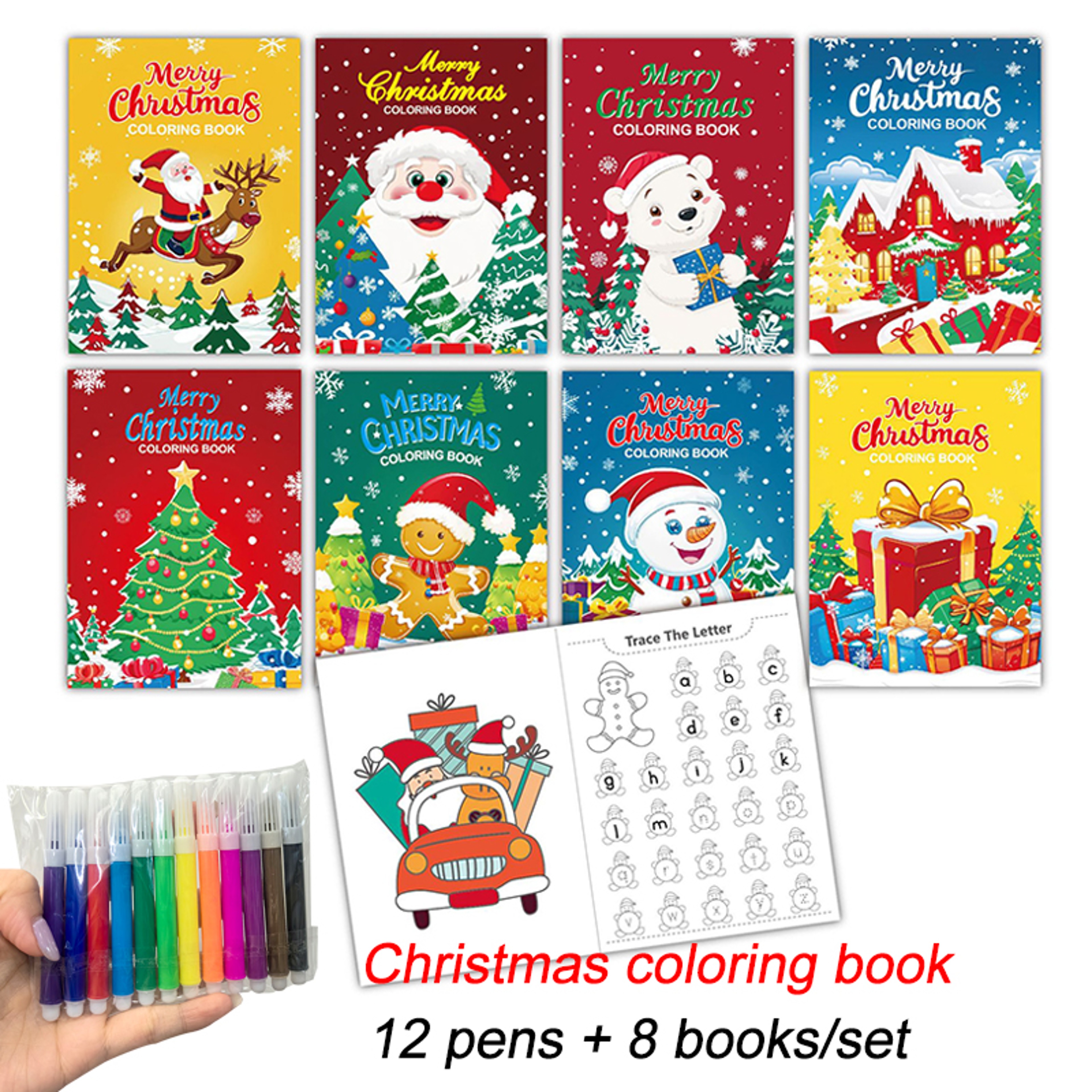 Christmas Puzzle Coloring Book, Kids Holiday Party Theme Gift, Cartoon Painting Toy – view 8
