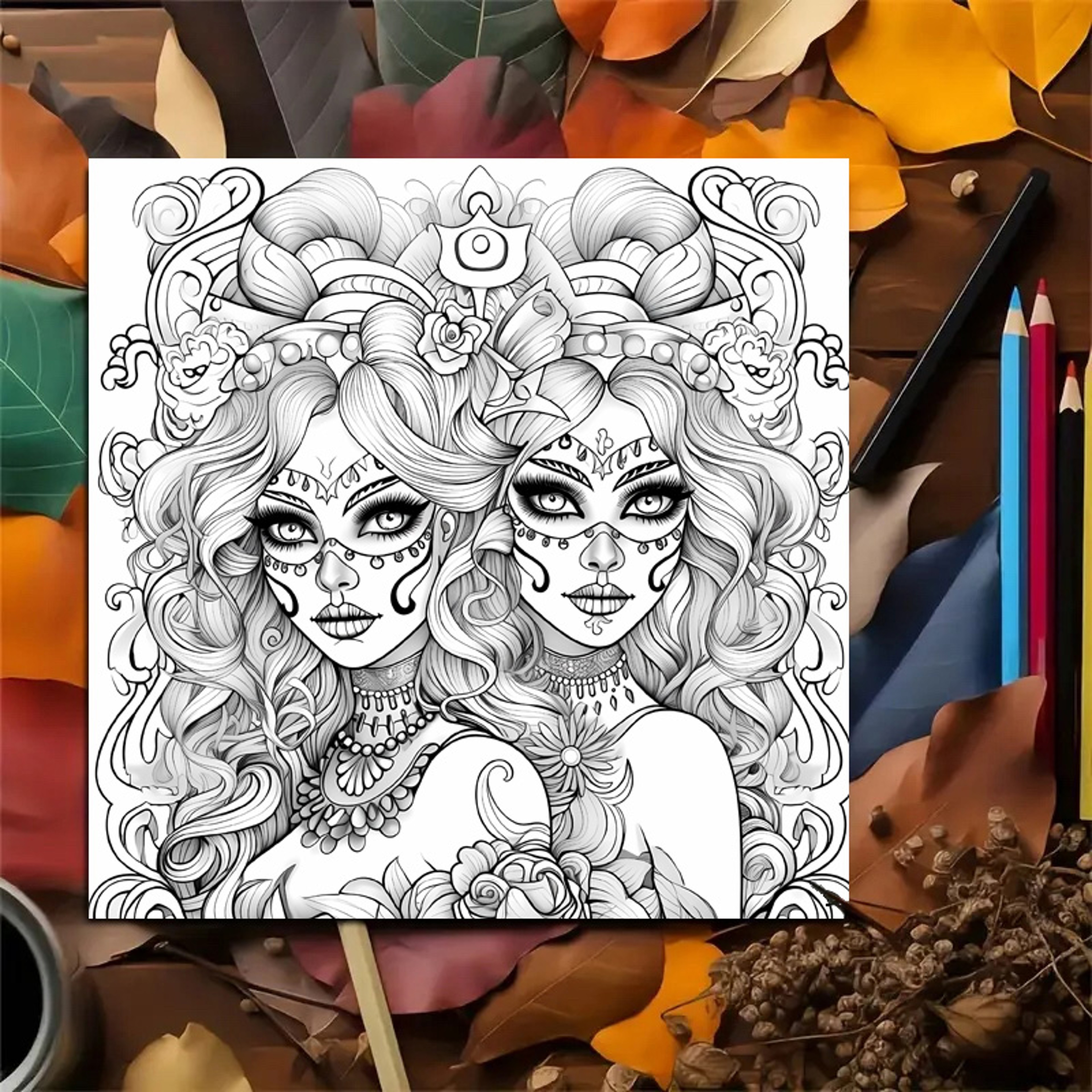 Art Therapy Coloring Book for Adults, Gothic Skull Designs, Stress Relief and Creative Gift Idea – view 4